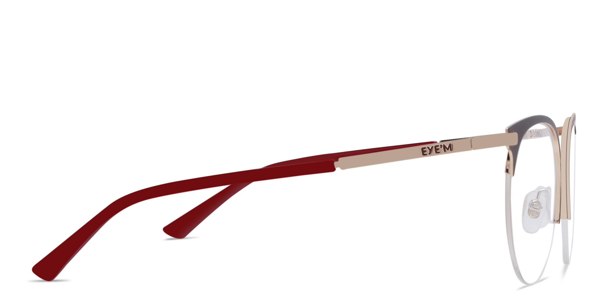 EYE'M Half Rim Cat Eye Eyeglasses in Burgundy – Product Photo 3