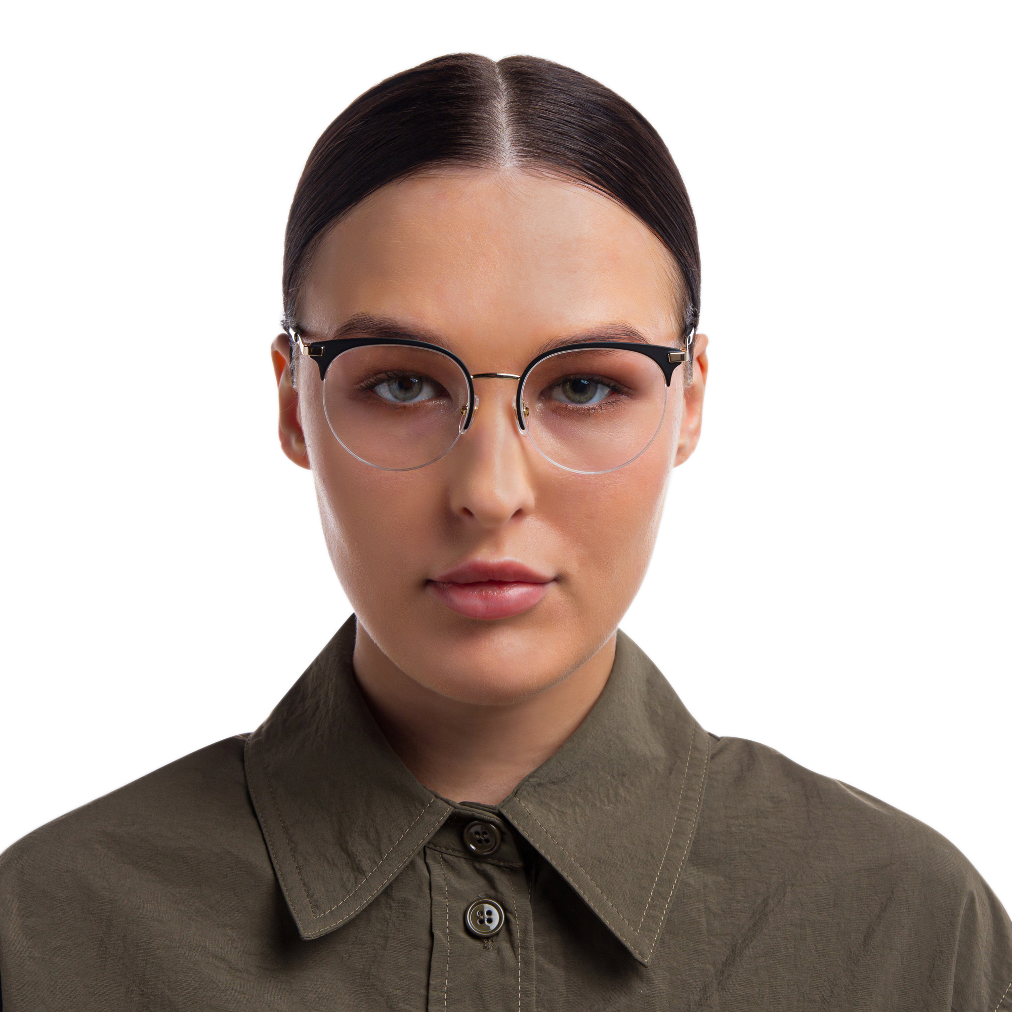 EYE'M Half Rim Cat Eye Eyeglasses in Black – Product Photo 5