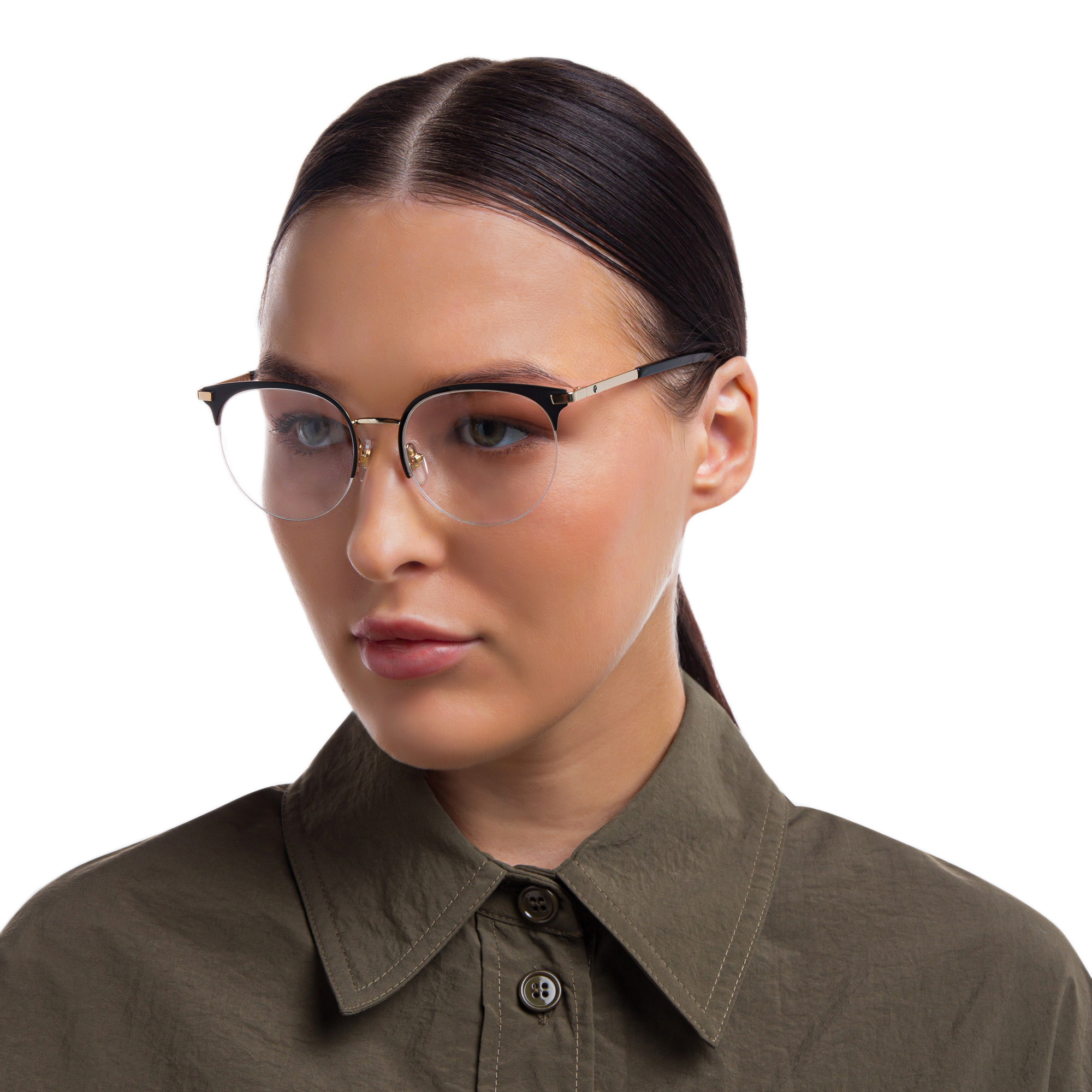 EYE'M Half Rim Cat Eye Eyeglasses in Black – Product Photo 6