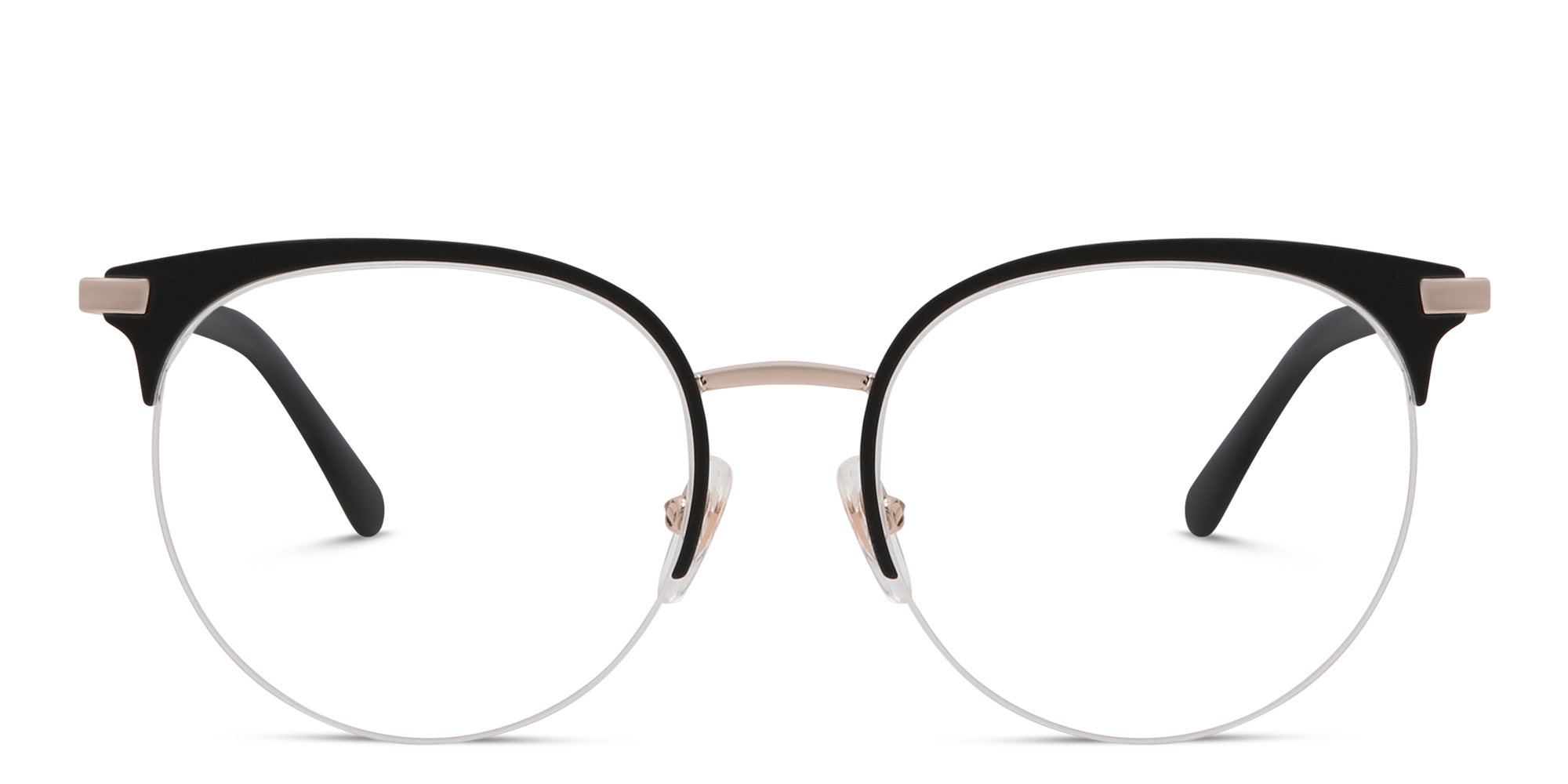 Shop EYE'M Half Rim Cat Eye Eyeglasses in Black & Rosegold online.