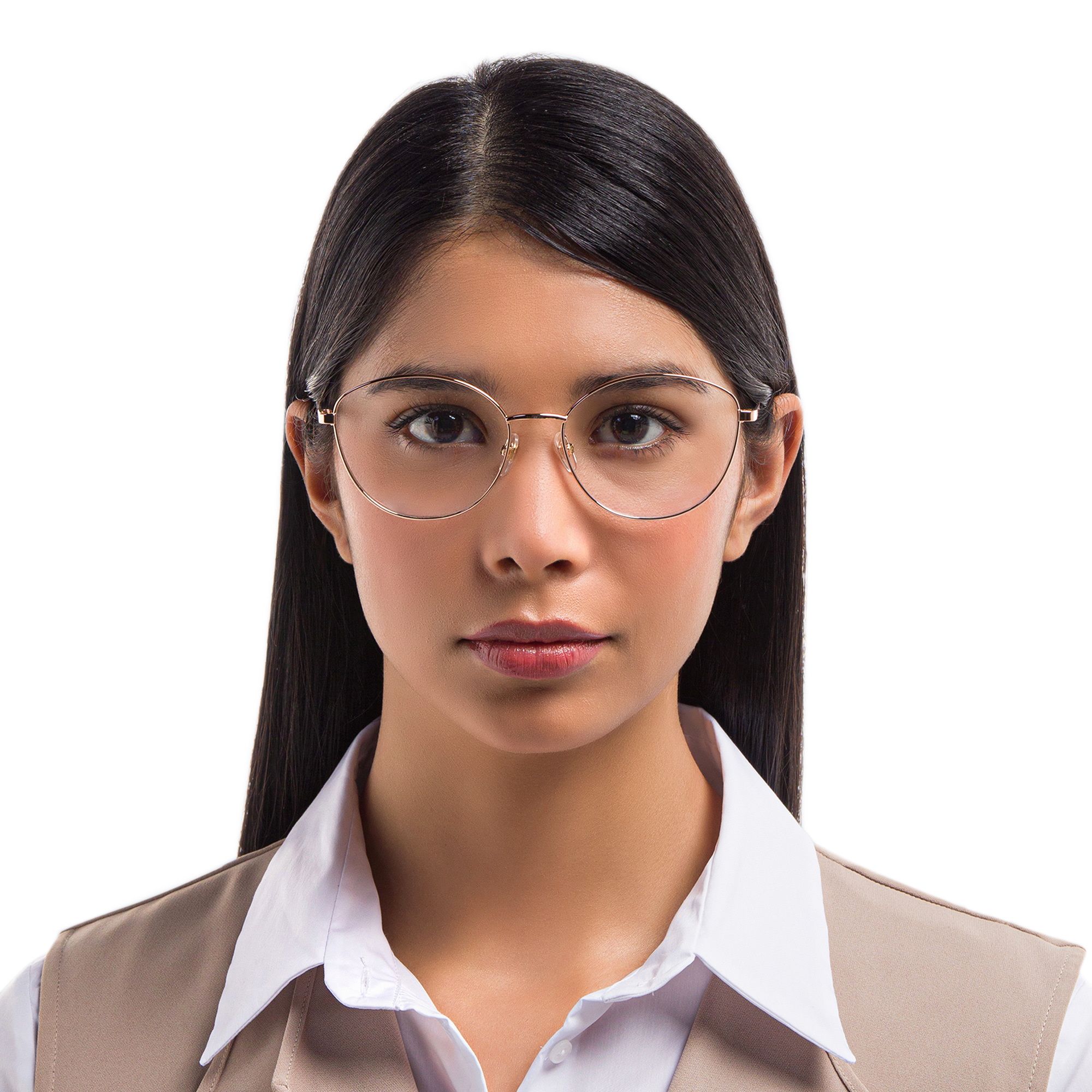 EYE'M Wide Cat Eye Eyeglasses in Rose Gold – Product Photo 5