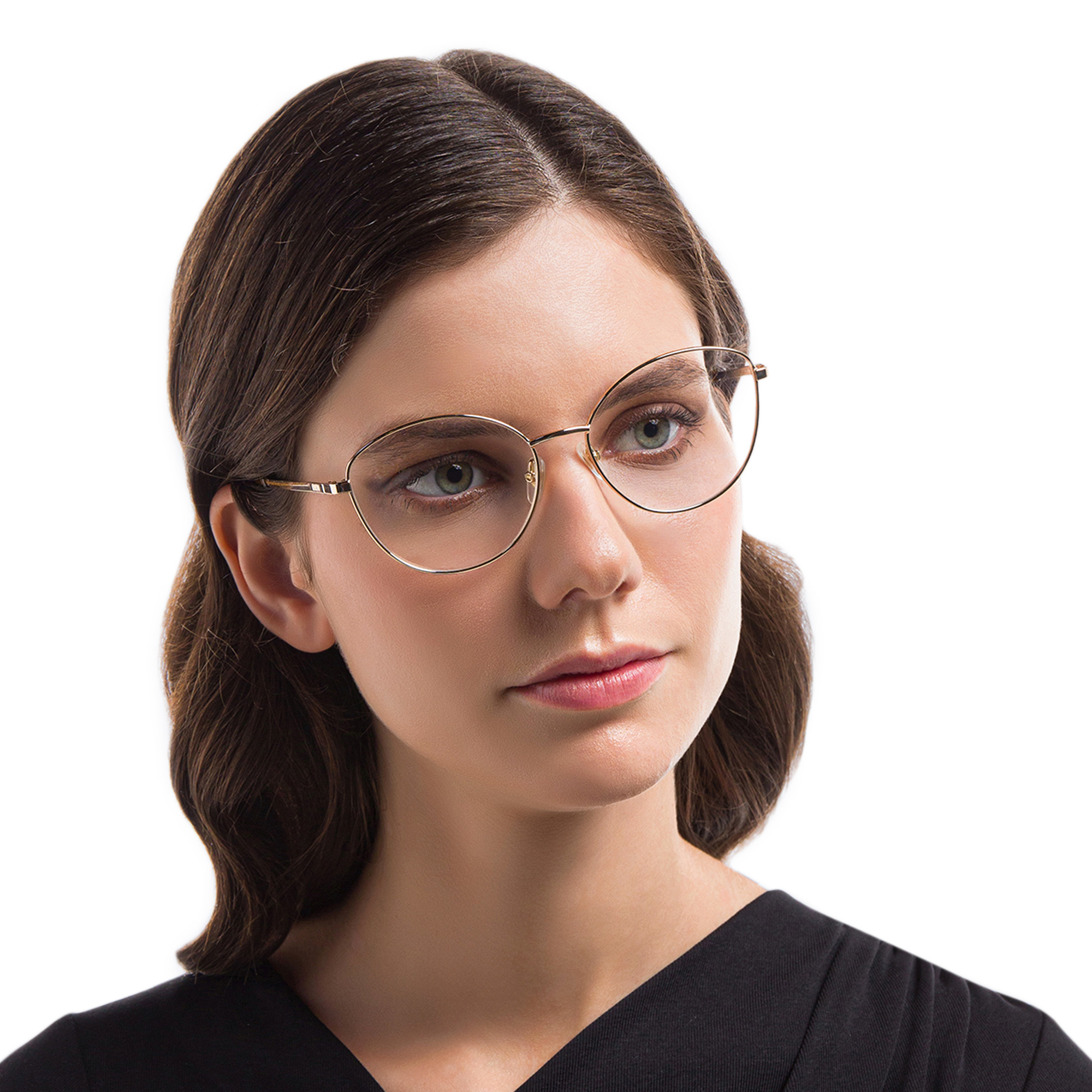 EYE'M Wide Cat Eye Eyeglasses in Gold – Product Photo 6