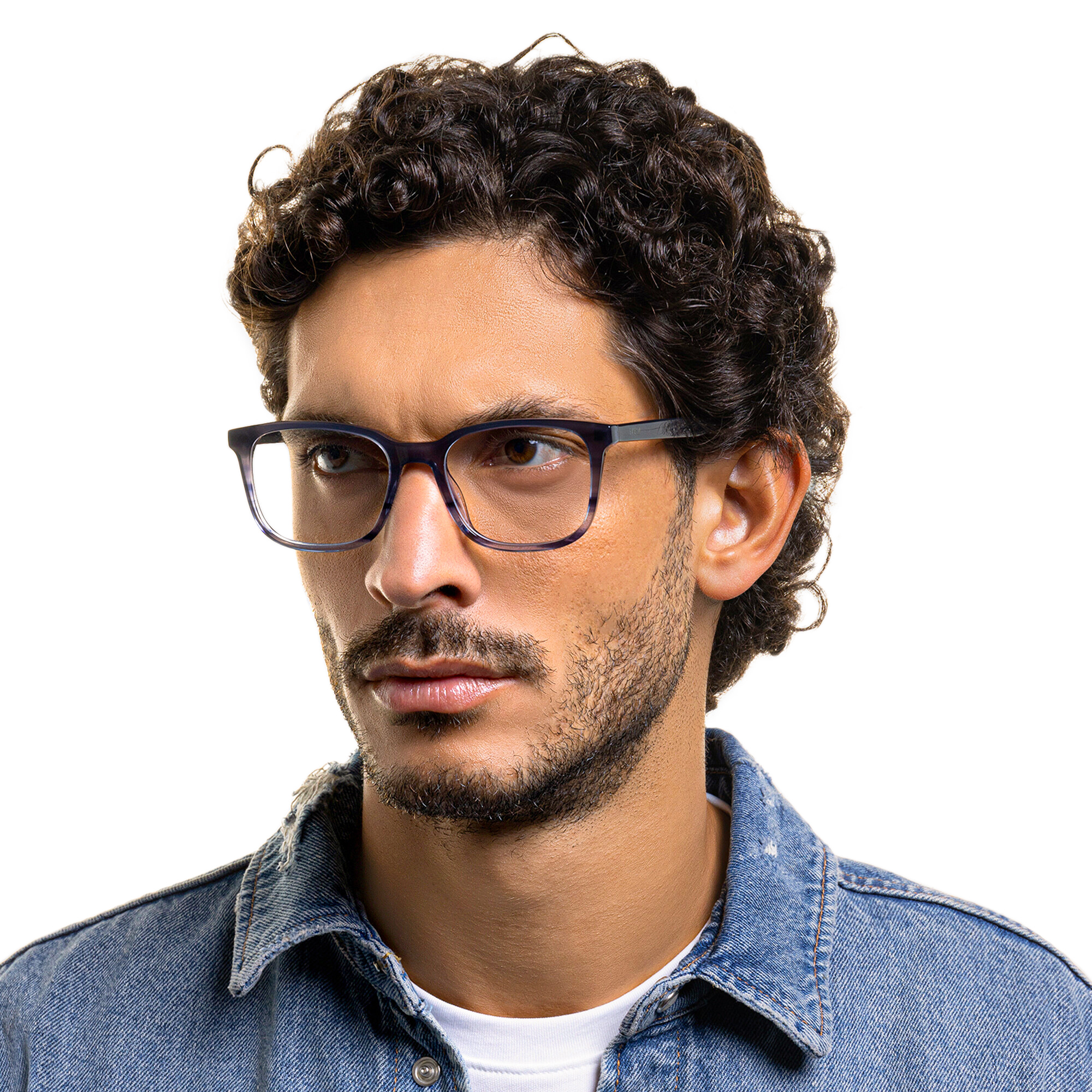 EYE'M Square Eyeglasses in Blue – Product Photo 5