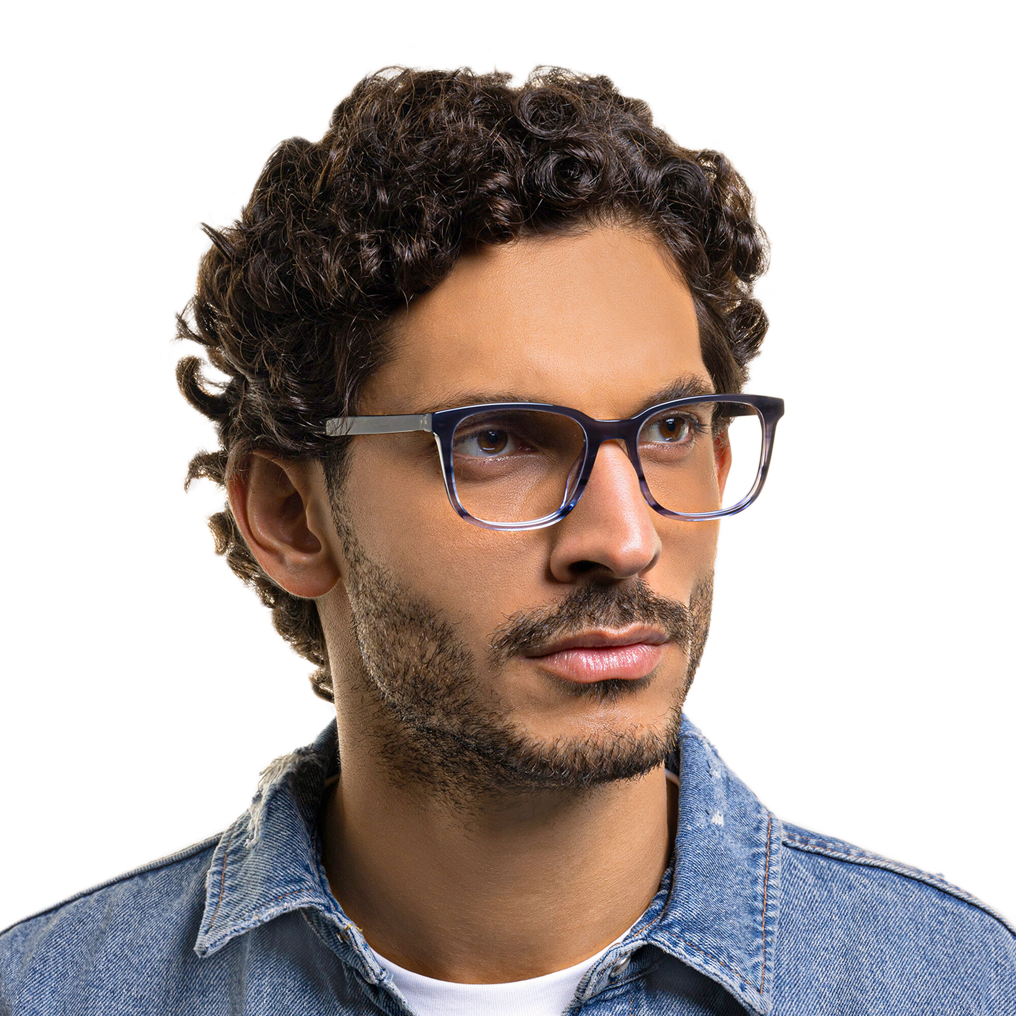 EYE'M Square Eyeglasses in Blue – Product Photo 6