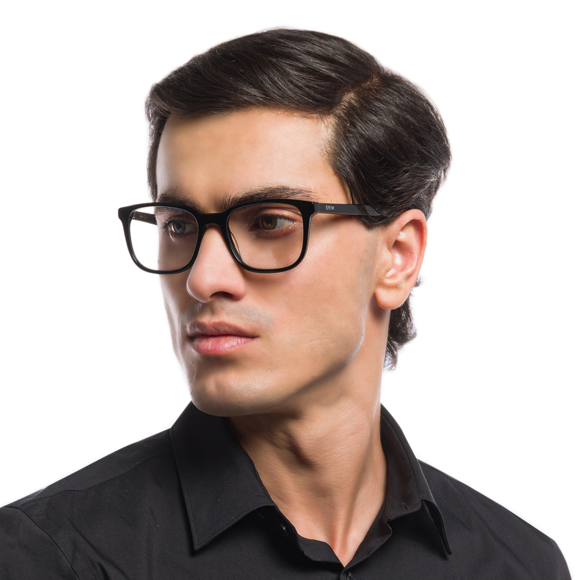 EYE'M Square Eyeglasses in Black – Product Photo 6