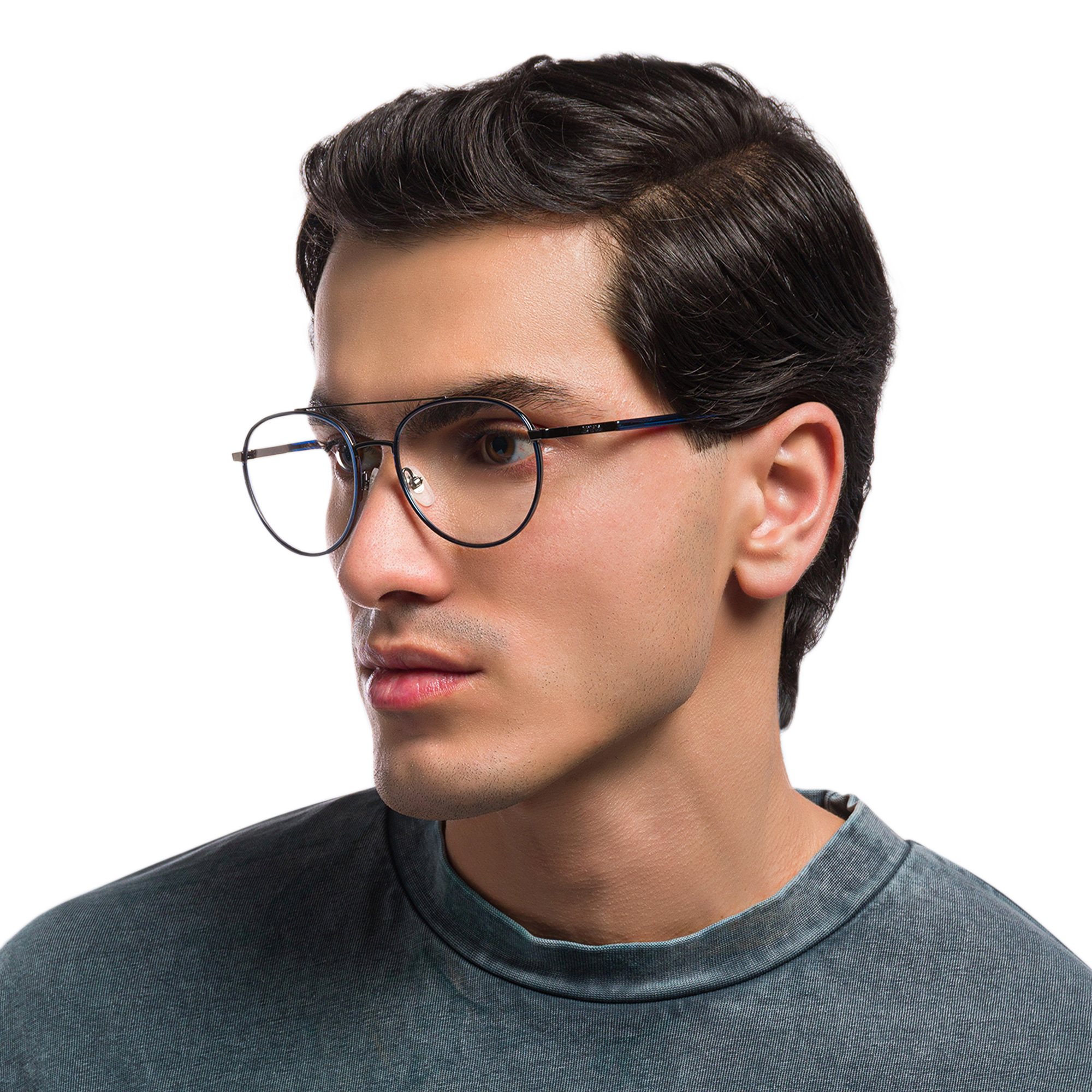 EYE'M Round Eyeglasses in Gunmetal – Product Photo 6