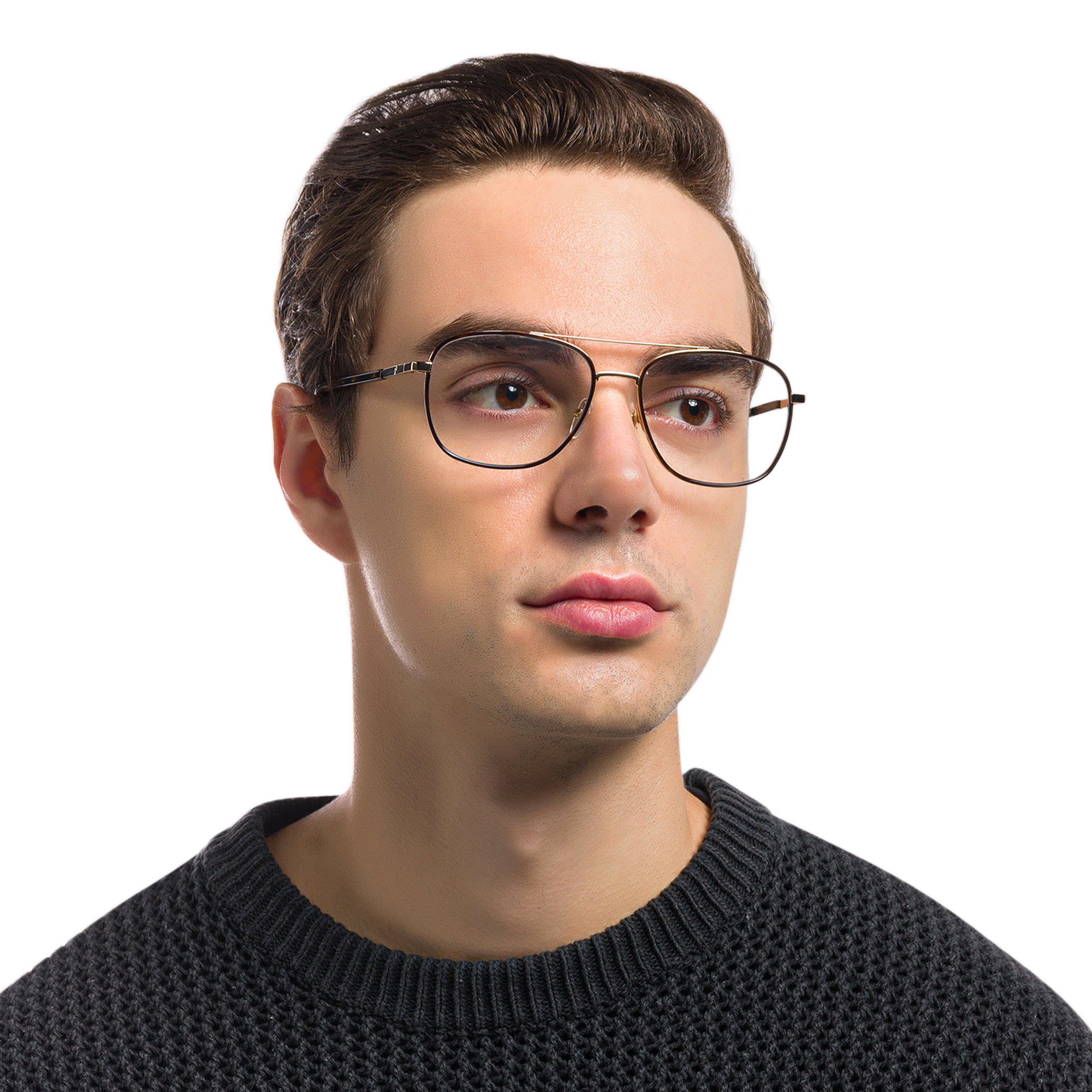 EYE'M Wide Square Eyeglasses in Havana – Product Photo 6