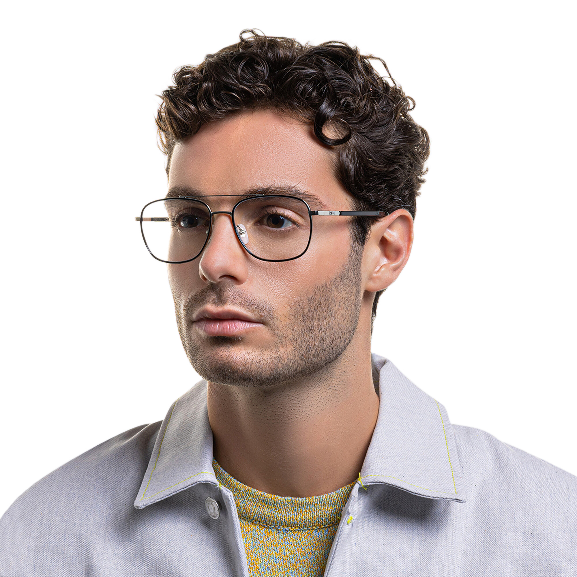 EYE'M Wide Square Eyeglasses in Black – Product Photo 5