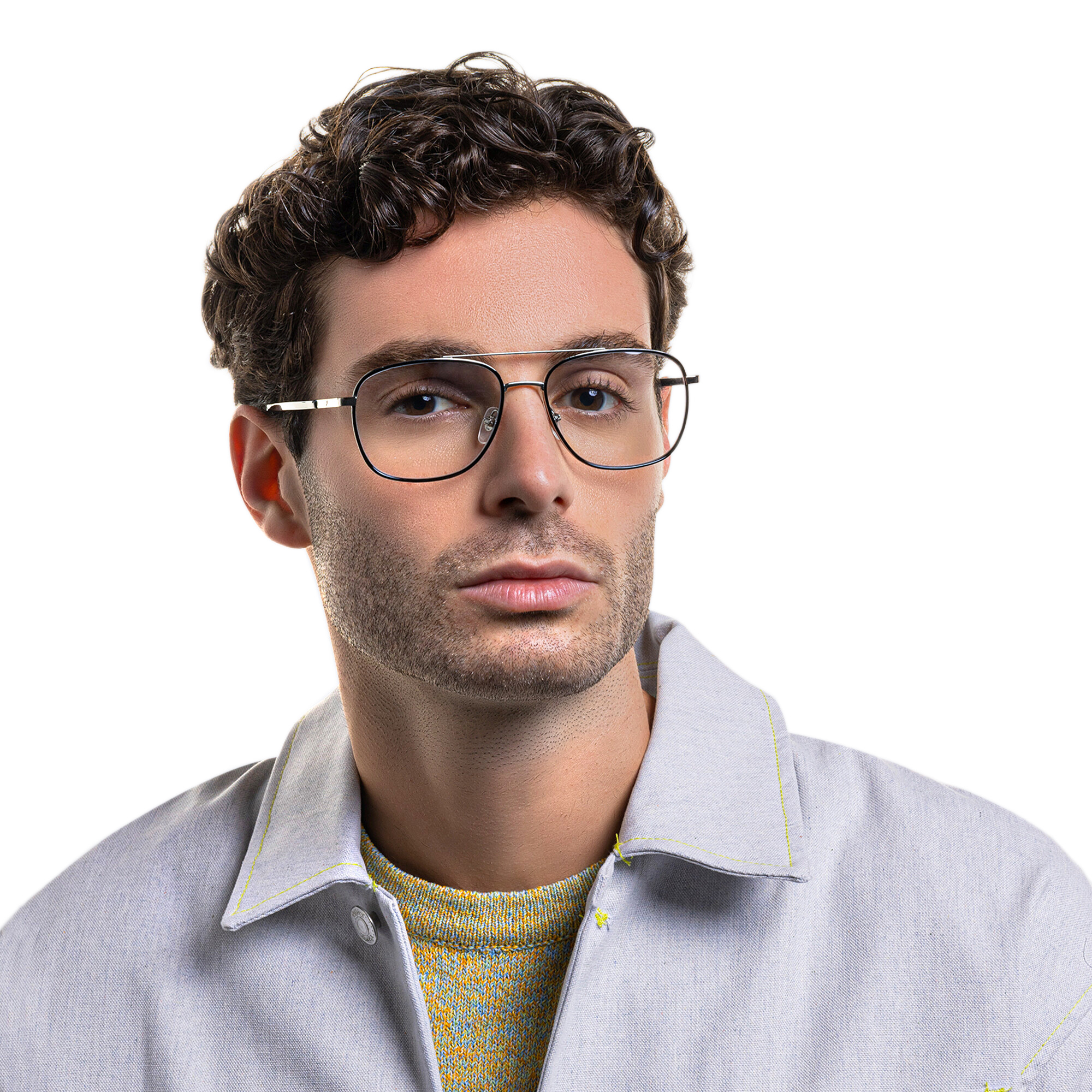 EYE'M Wide Square Eyeglasses in Black – Product Photo 6