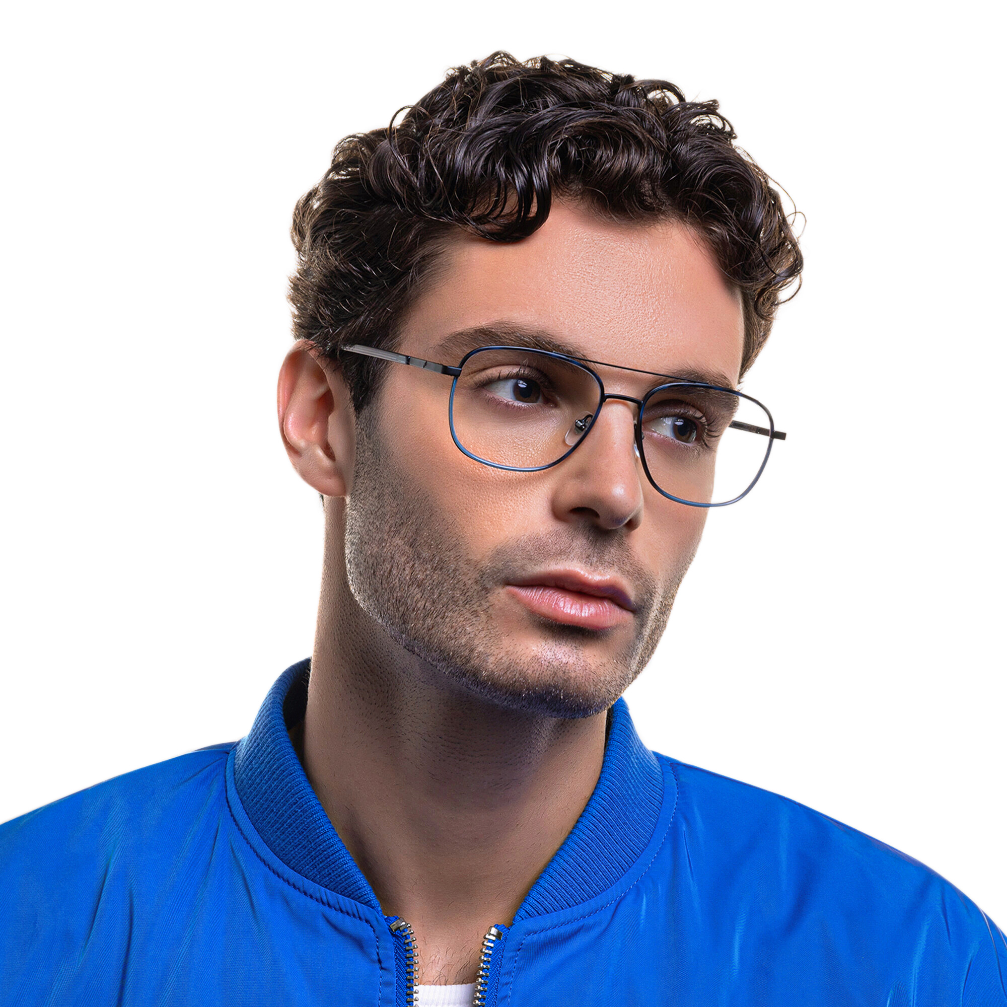 EYE'M Wide Square Eyeglasses in Blue – Product Photo 6