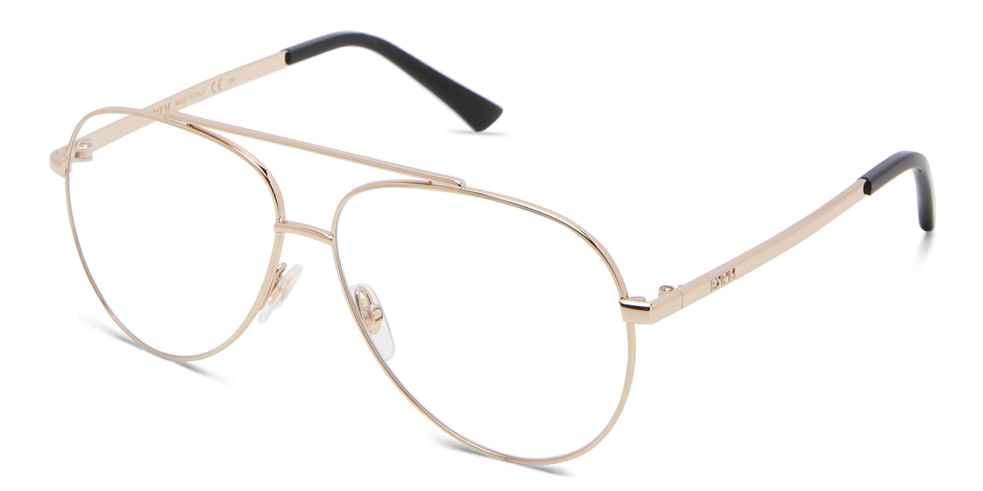 EYE'M Wide Aviator Eyeglasses in Rose Gold – Product Photo 2