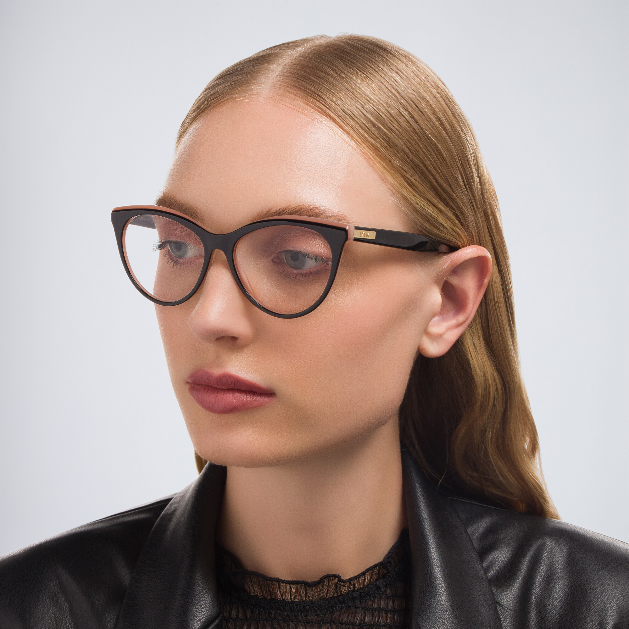 EYE'M Cat-Eye Eyeglasses in Double Layer Black – Product Photo 6