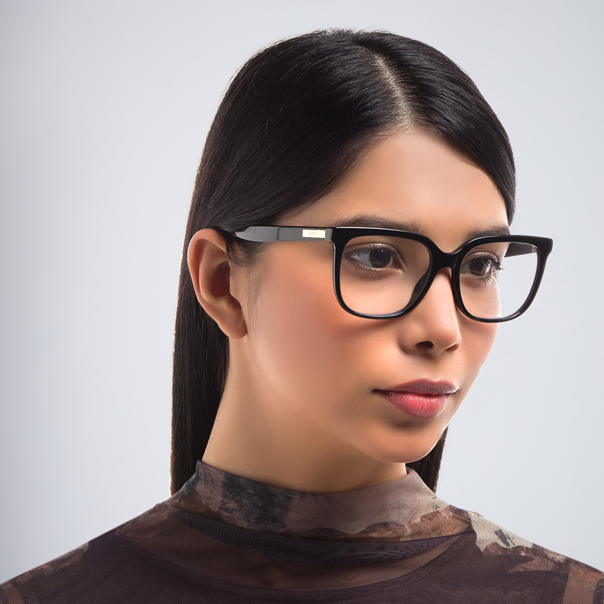 EYE'M Square Eyeglasses in Black – Product Photo 5