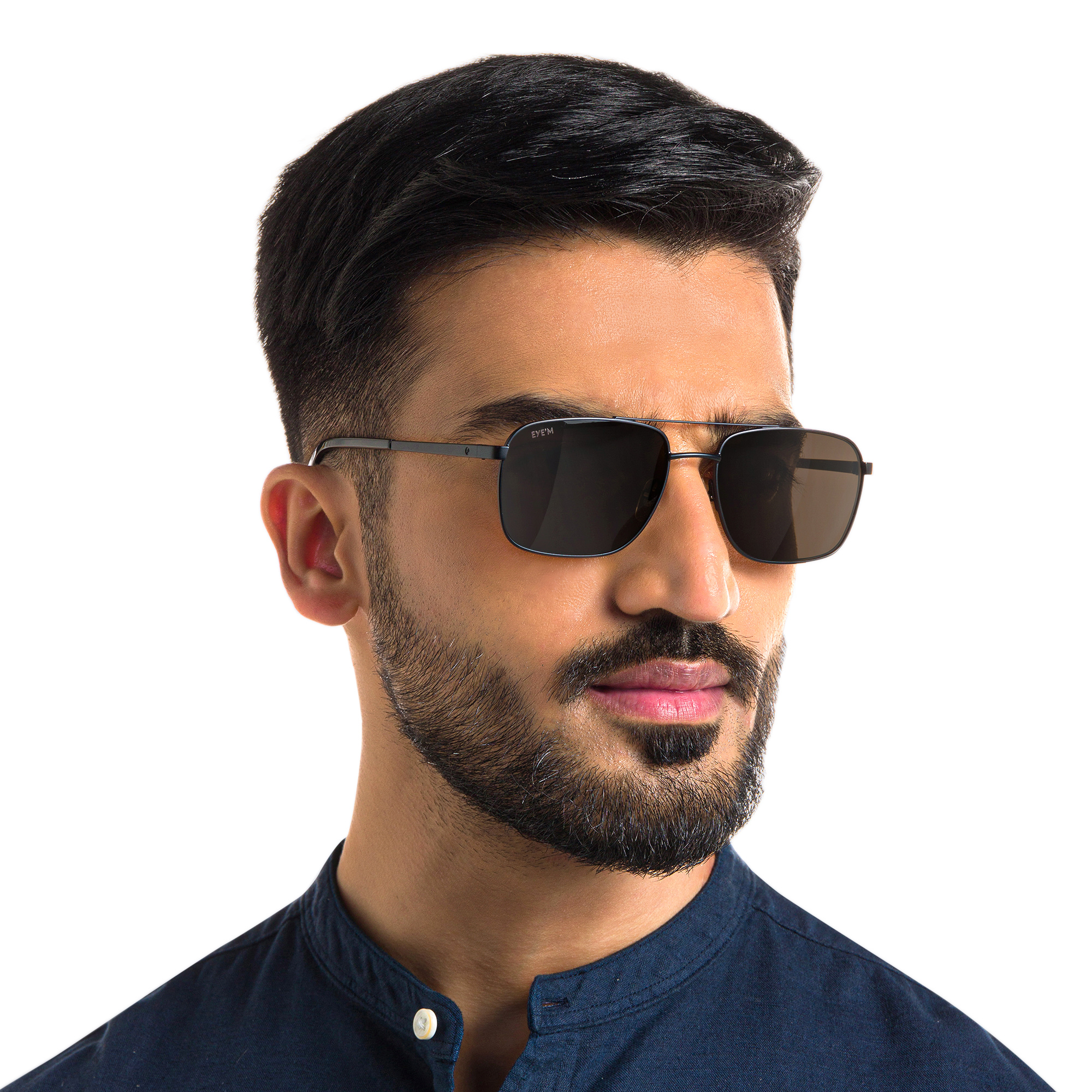 Shop EYE'M Square Sunglasses in Matte Black online.