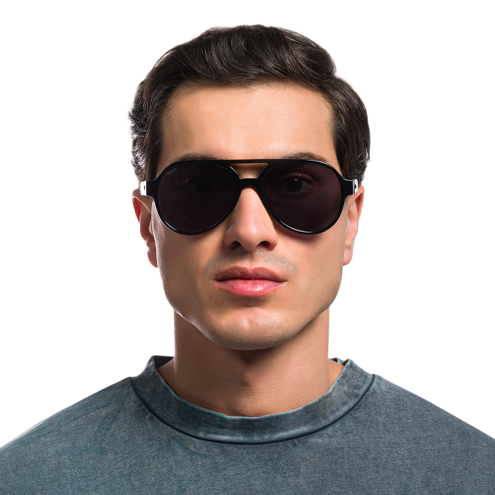 Shop EYE'M Logo Signature Aviator Sunglasses in Black online.