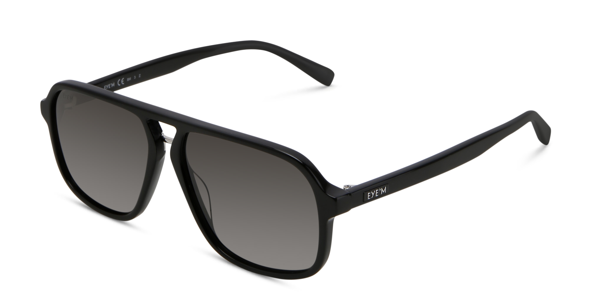 Shop EYE'M Aviator Sunglasses in Shiny Black online.