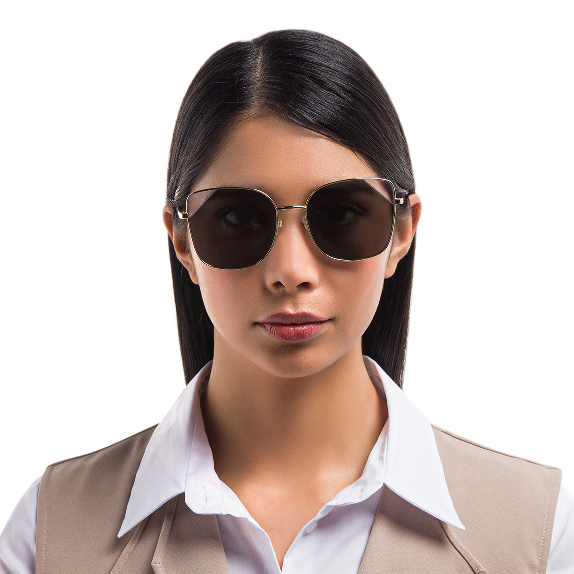 EYE'M Cat Eye Sunglasses in Gold – Product Photo 5