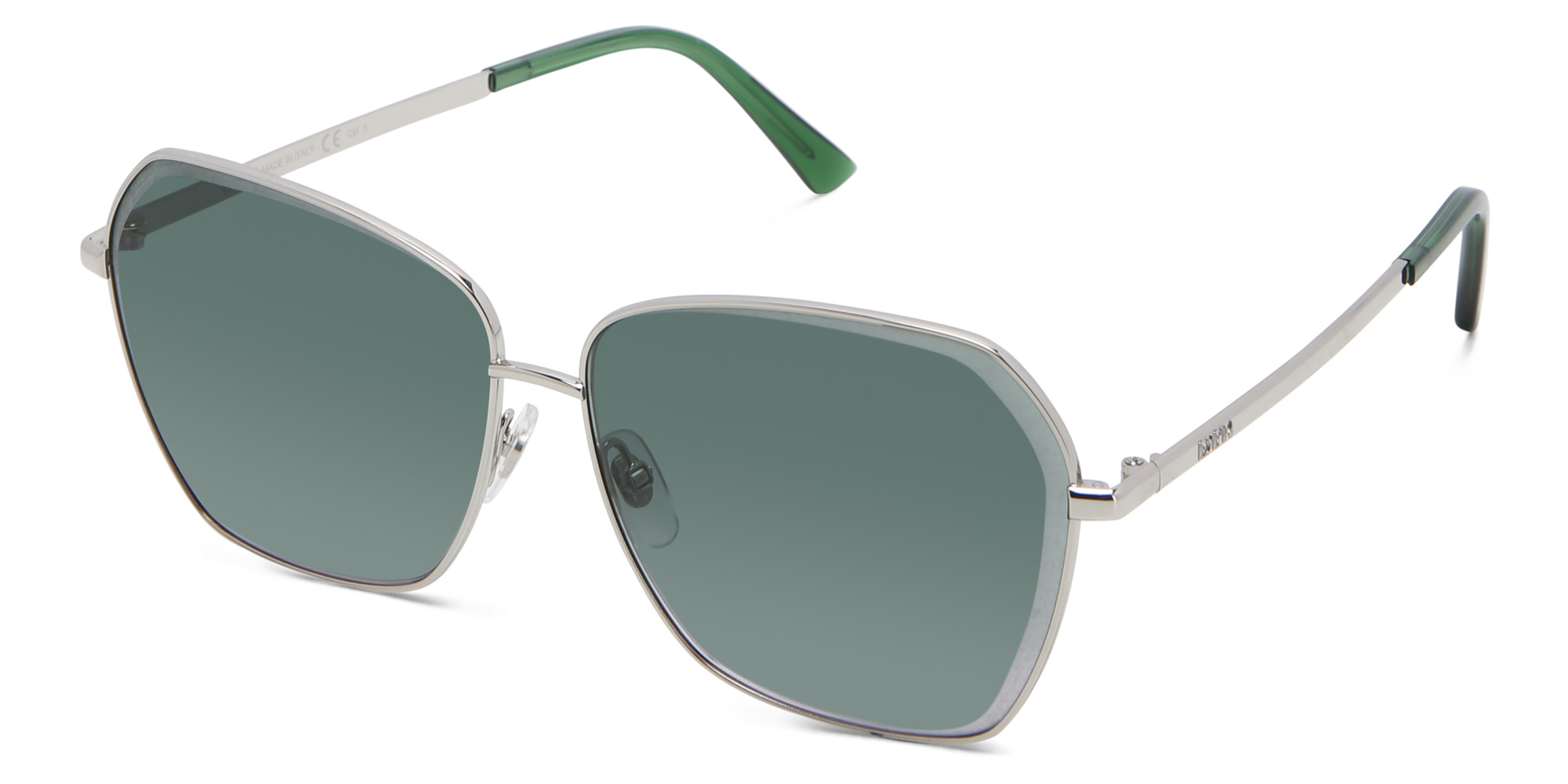 EYE'M Wide Cat Eye Sunglasses in Silver – Product Photo 2