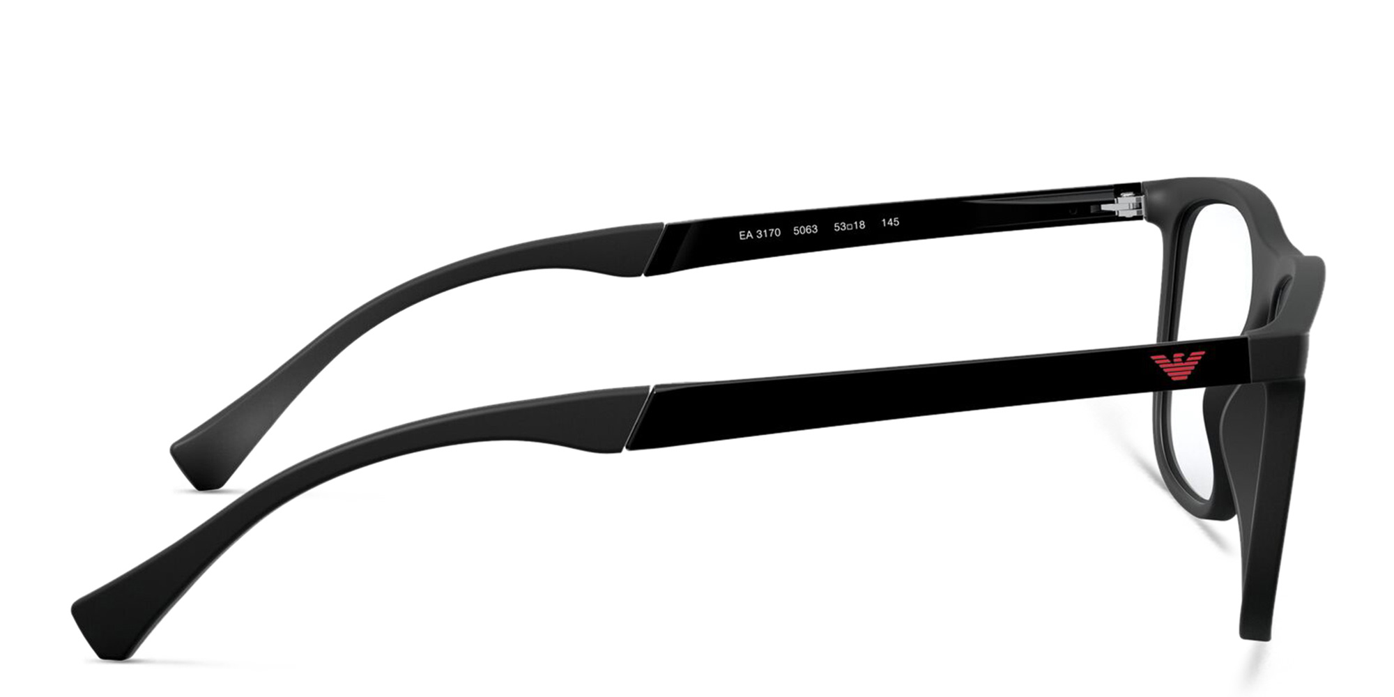 Emporio Armani Rectangle Eyeglasses in Shiny Black – Product Photo 3