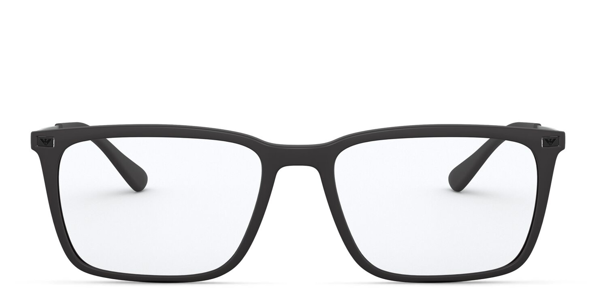 Shop Emporio Armani Wide Rectangle Eyeglasses in Matte Black online.