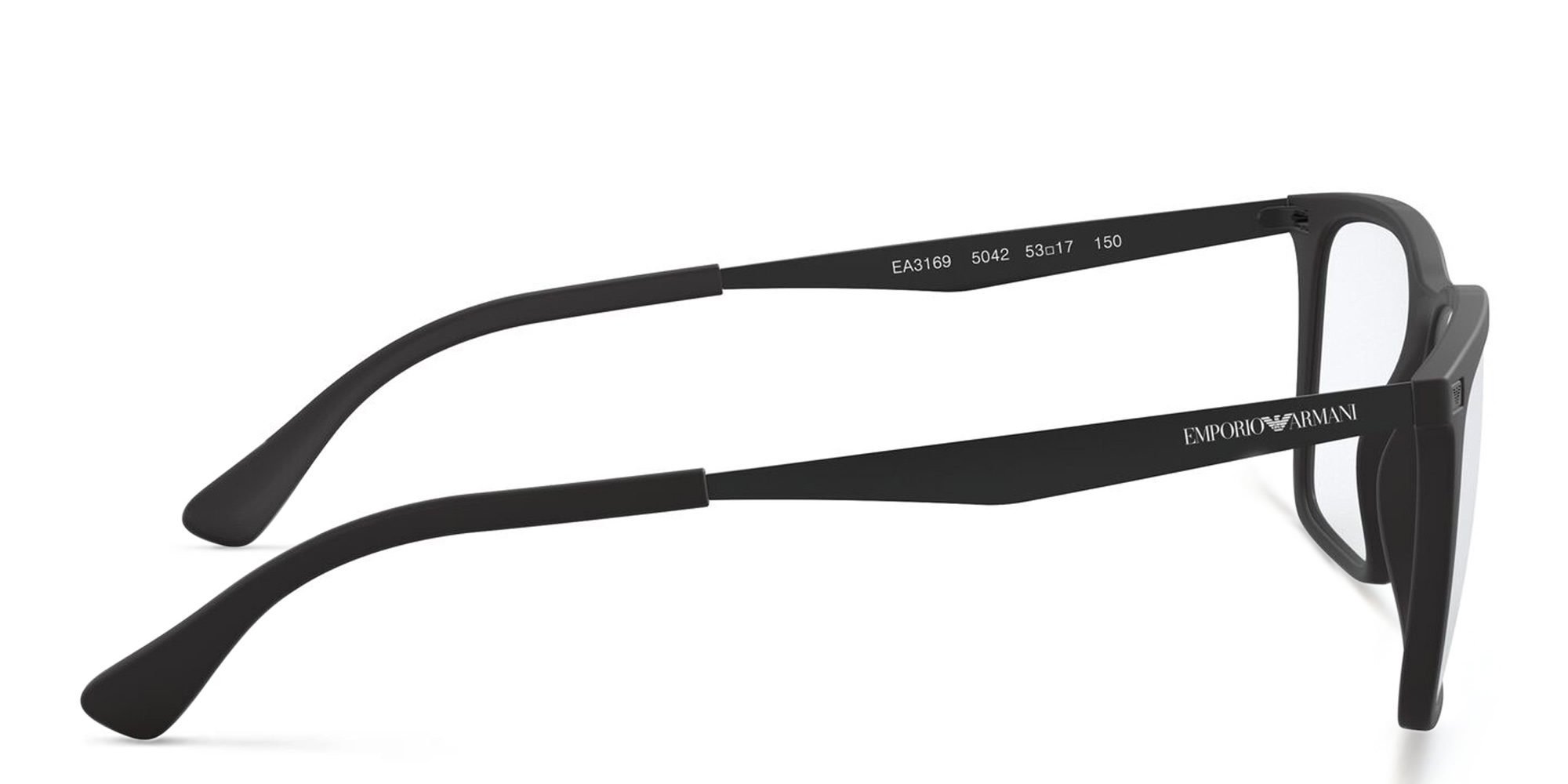 Shop Emporio Armani Wide Rectangle Eyeglasses in Matte Black online.