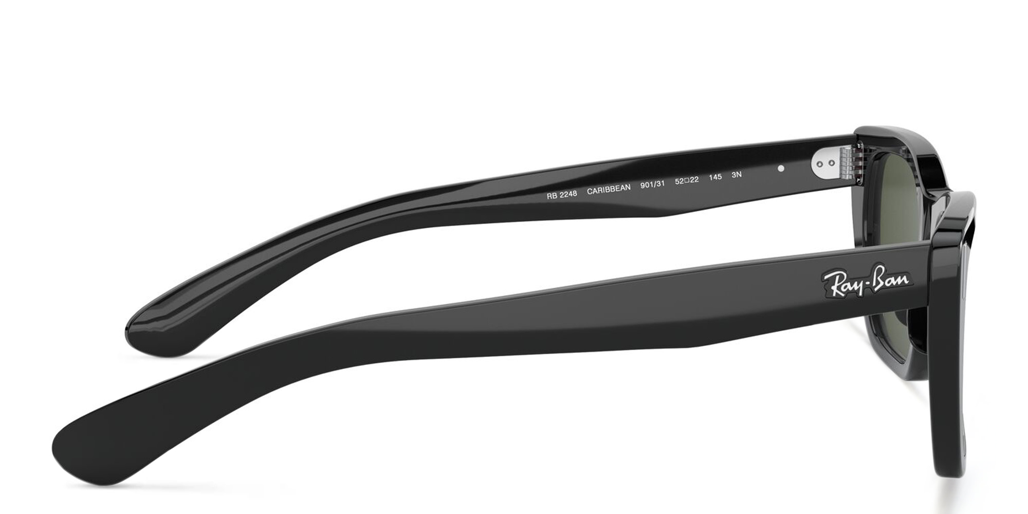 Ray-Ban Caribbean Rectangle Sunglasses in Black – Product Photo 3