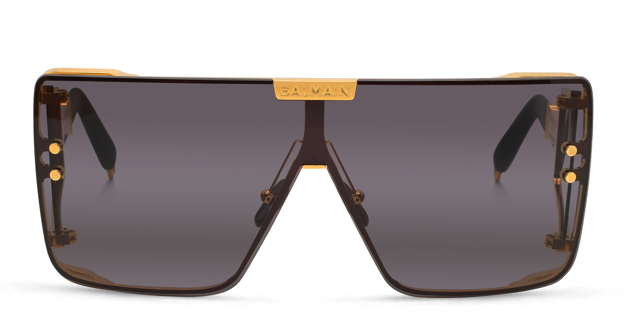 BALMAIN Wonder Boy Unisex Wide Rectangle Sunglasses in Gold – Product Photo 1
