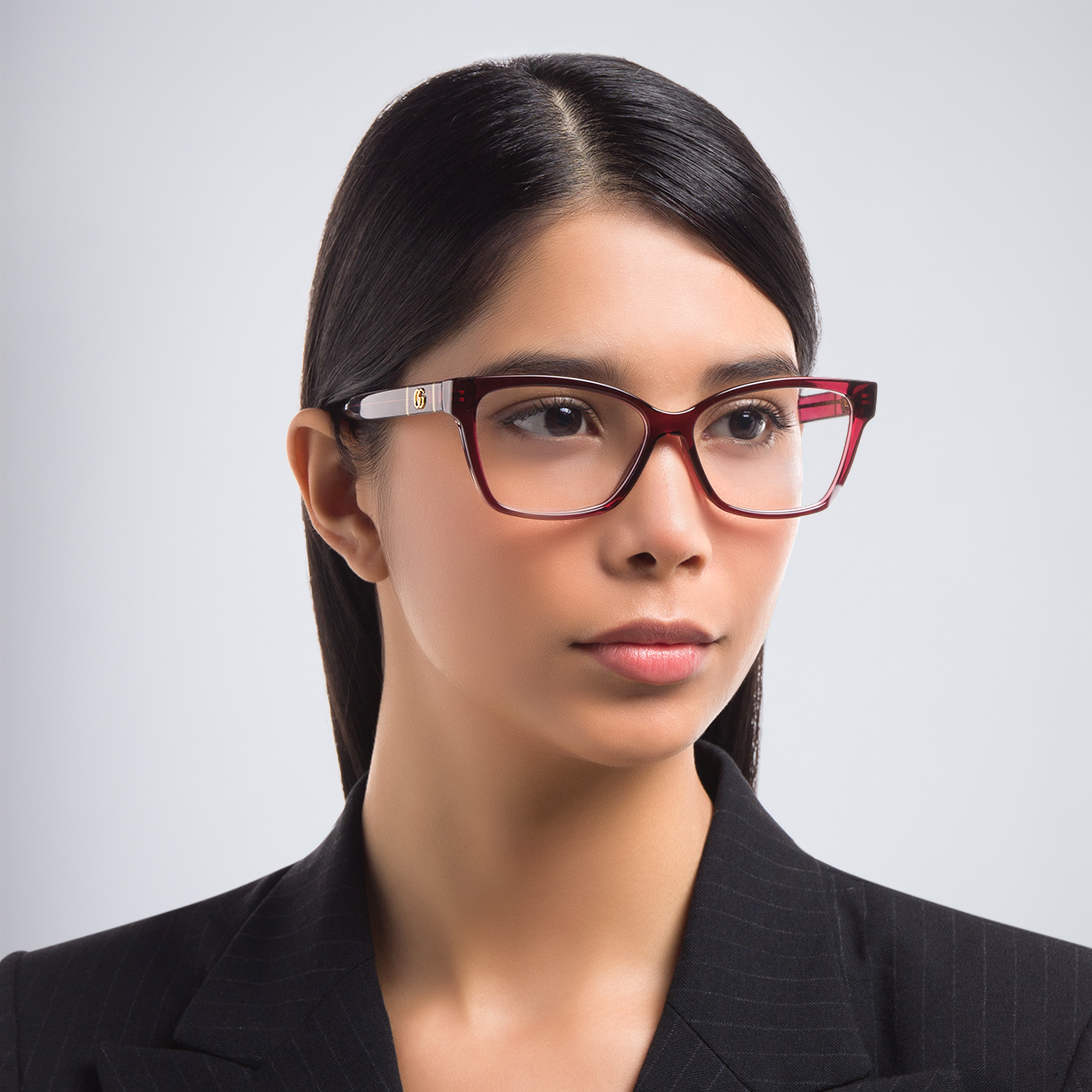 Shop GUCCI Wide Cat-Eye Eyeglasses in Red online.