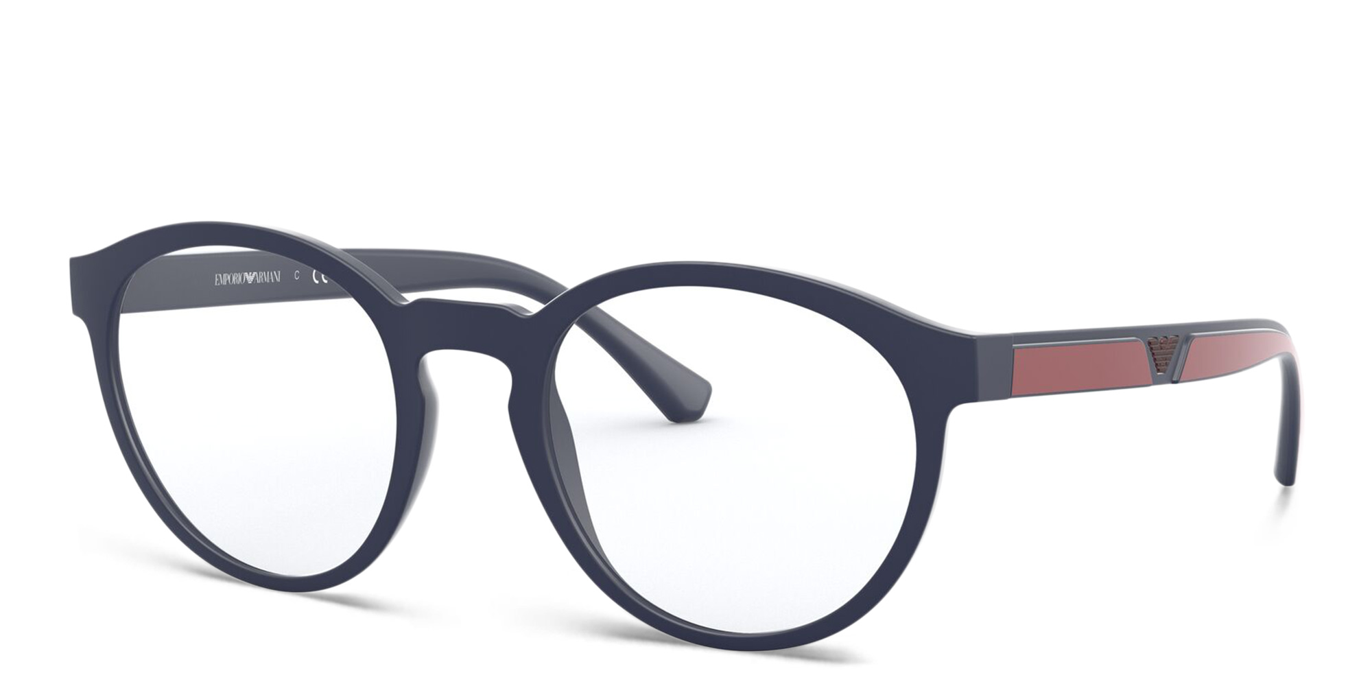 Shop Emporio Armani Panthos Eyeglasses in Matte Blue online.