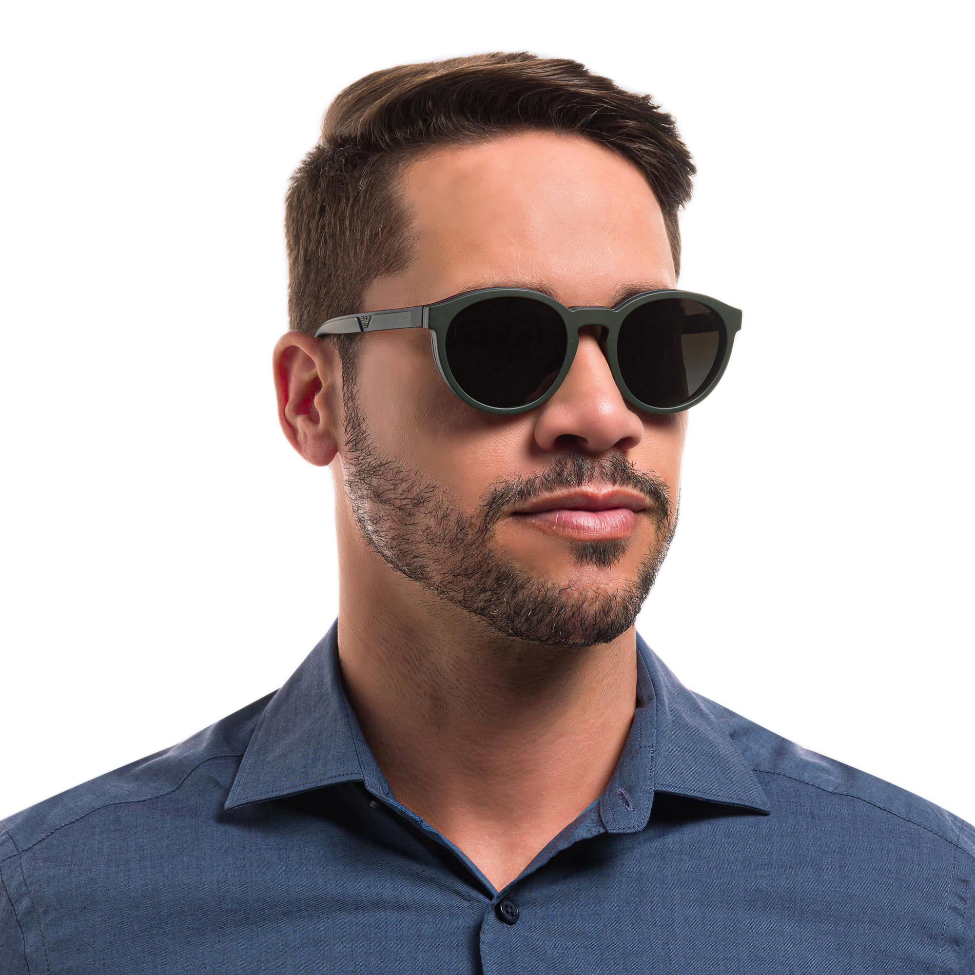 Shop Emporio Armani Panthos Eyeglasses in Matte Black online.