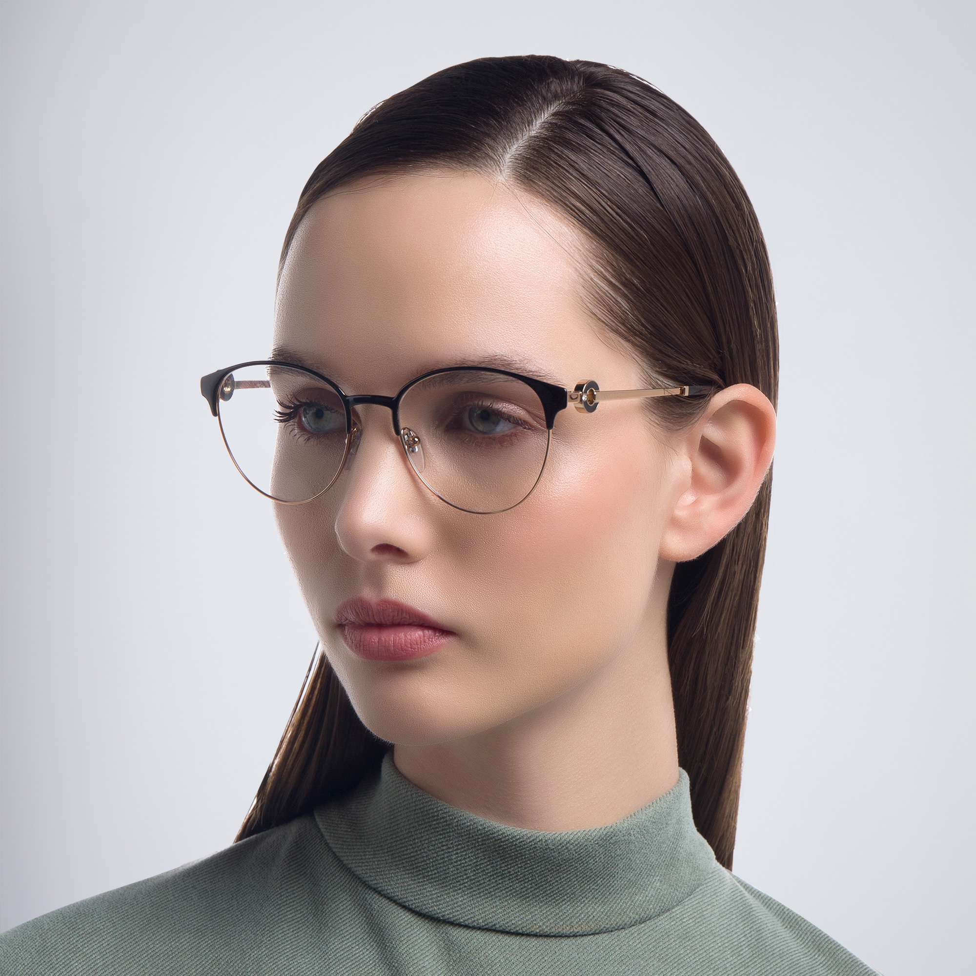 BVLGARI Round Eyeglasses in Pink Gold/Black – Product Photo 6
