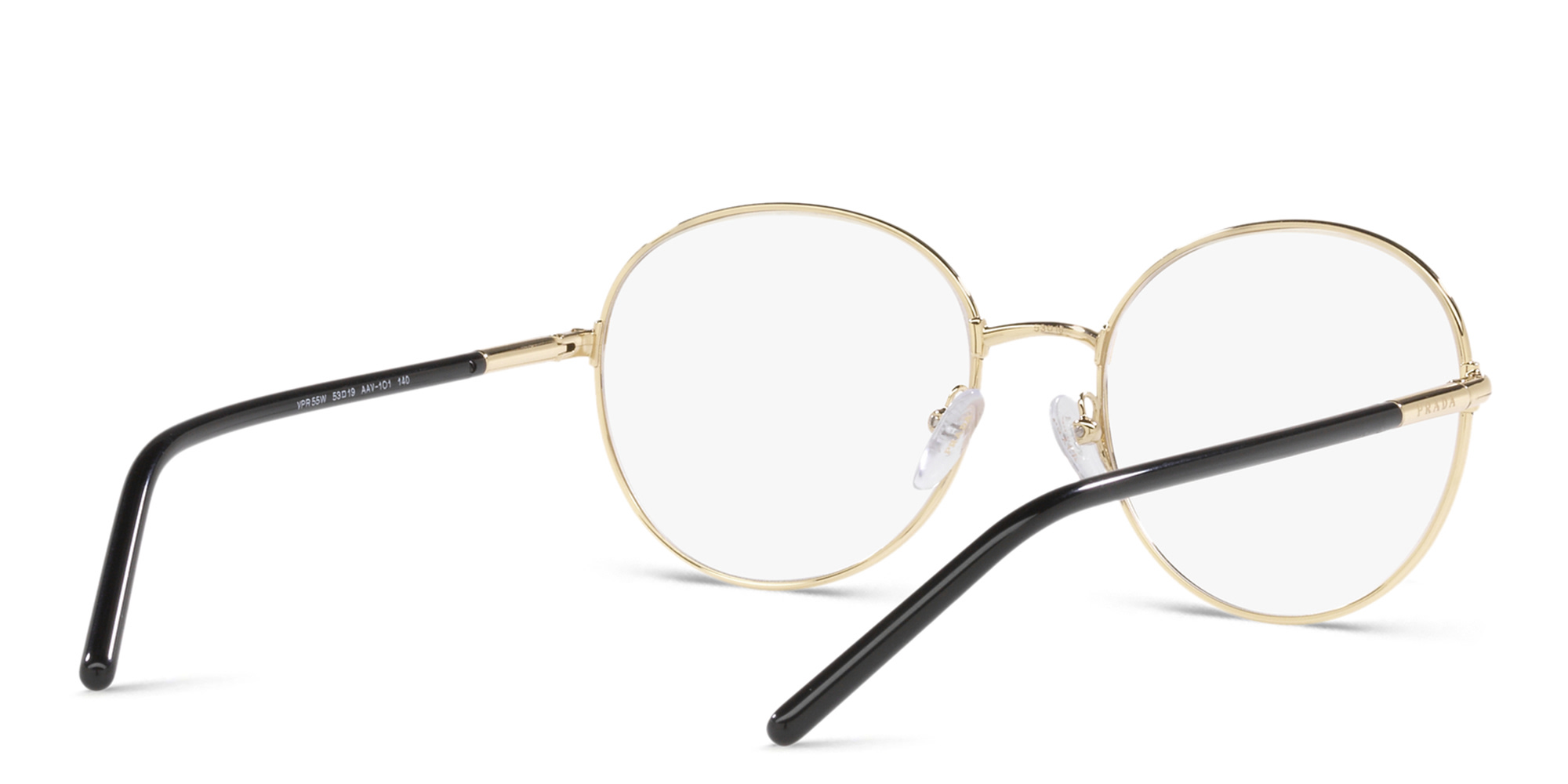 PRADA Round Eyeglasses in Pale Gold/Black – Product Photo 3