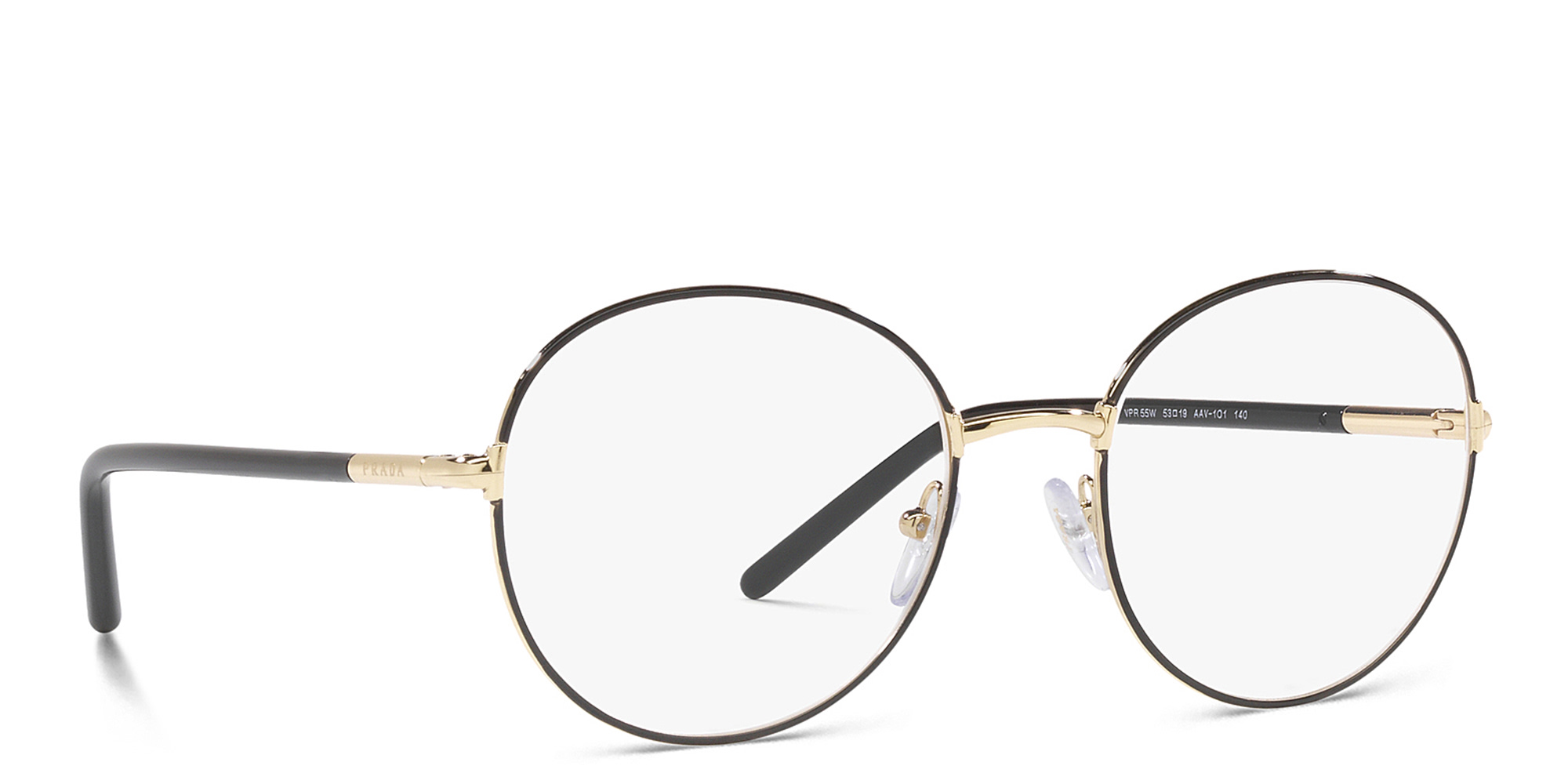 PRADA Round Eyeglasses in Pale Gold/Black – Product Photo 4