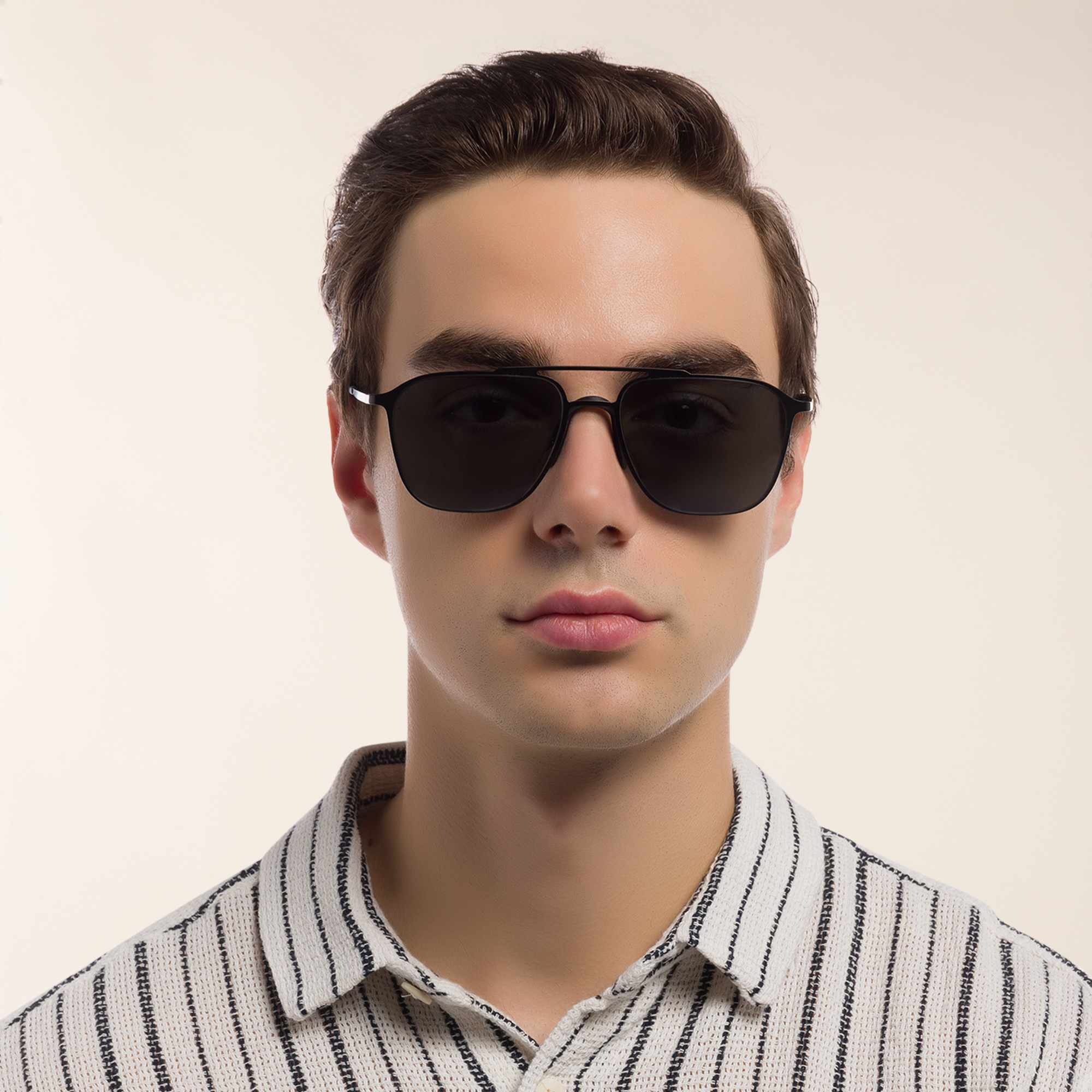 Shop GIORGIO ARMANI Square Sunglasses in Matte Black online.