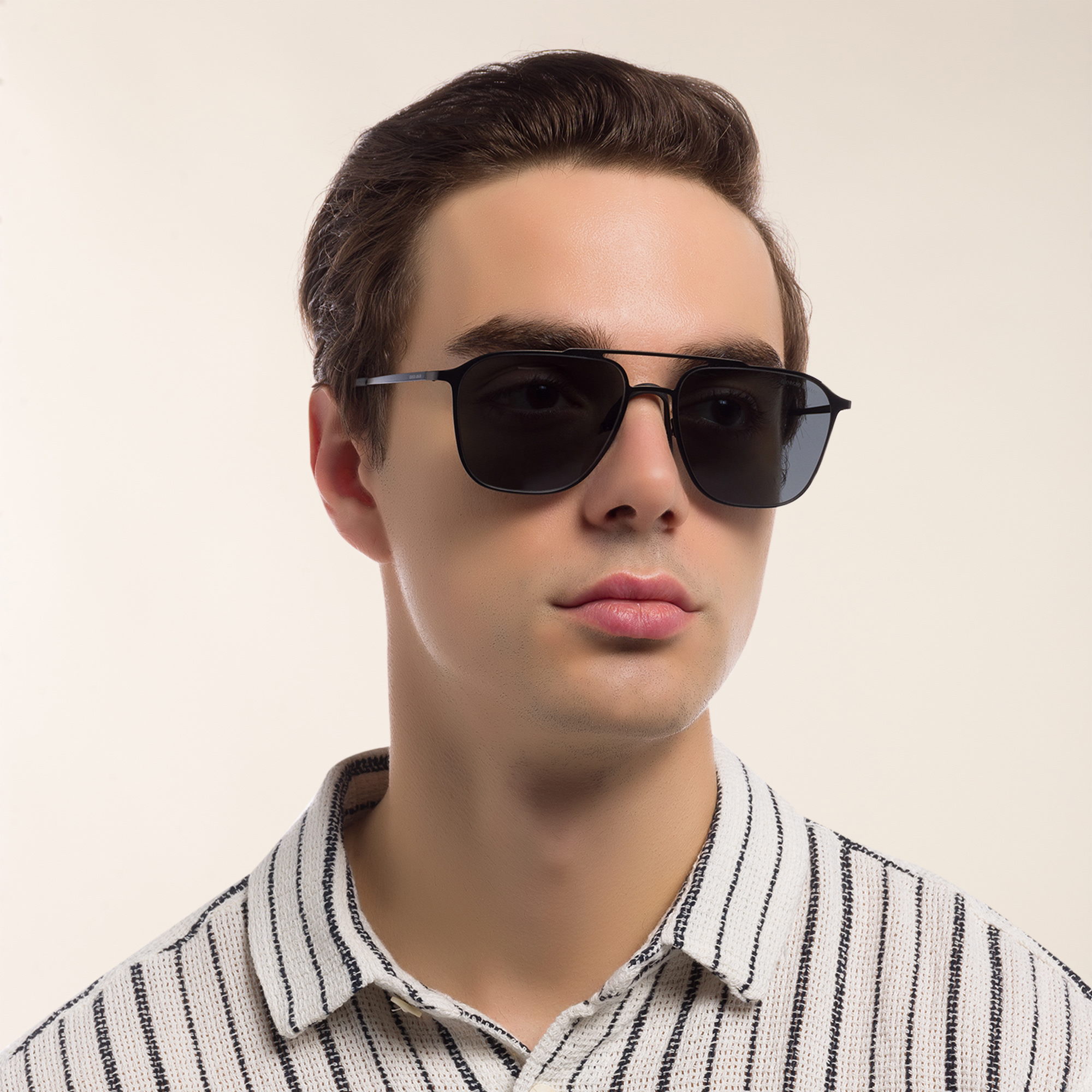 Shop GIORGIO ARMANI Square Sunglasses in Matte Black online.