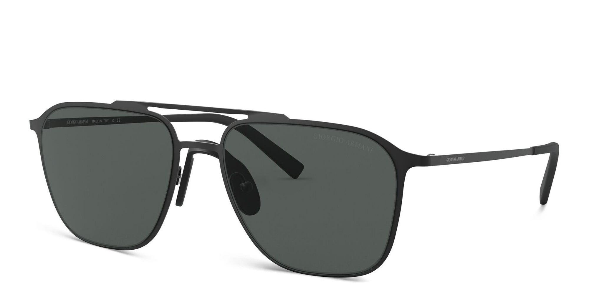 Shop GIORGIO ARMANI Square Sunglasses in Matte Black online.