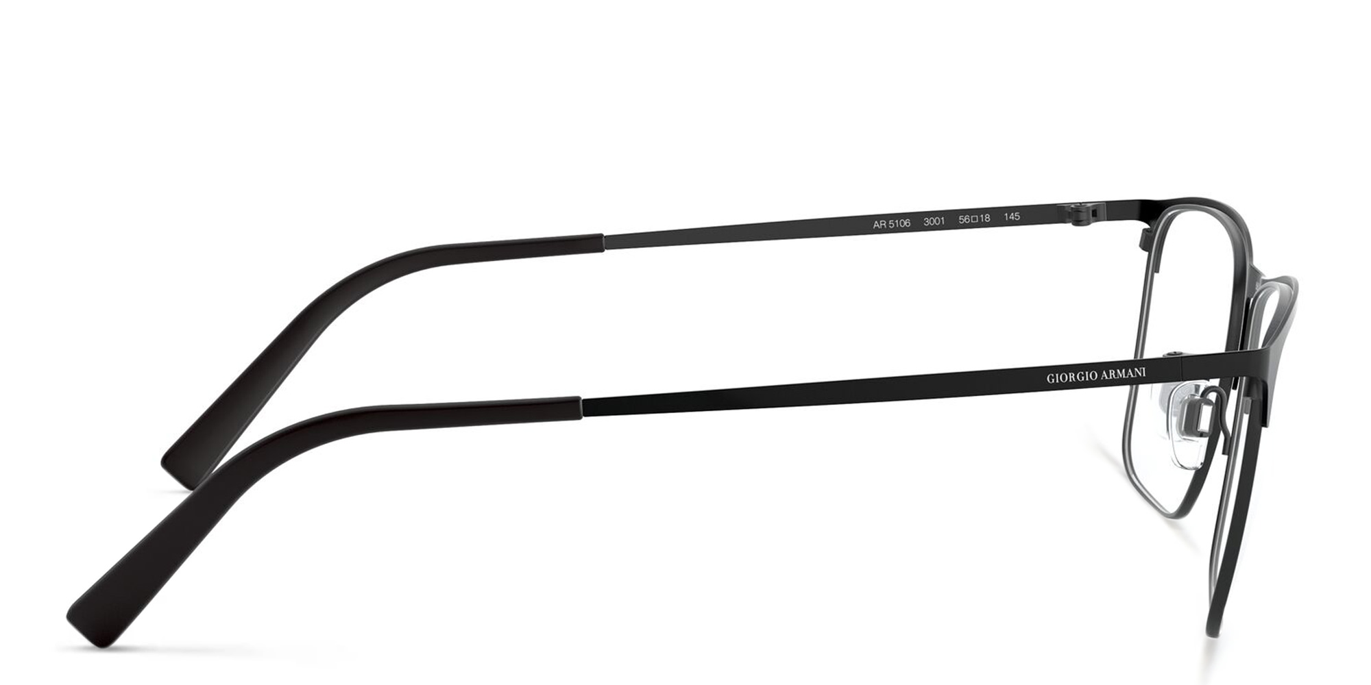 GIORGIO ARMANI Rectangle Eyeglasses in Matte Black – Product Photo 3