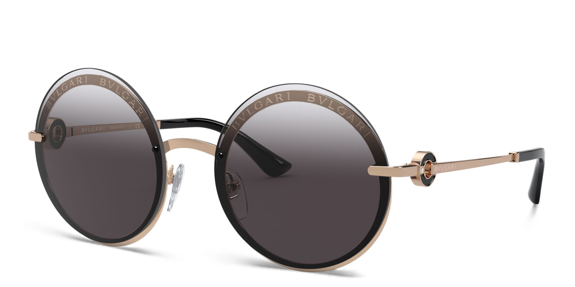 BVLGARI Rimless Round Sunglasses in Pink Gold – Product Photo 2