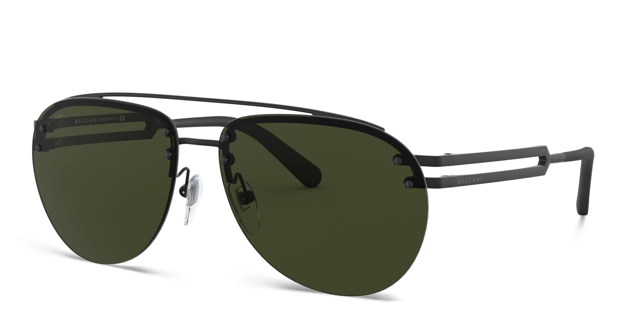 BVLGARI Wide Aviator Sunglasses in Matte Black – Product Photo 2