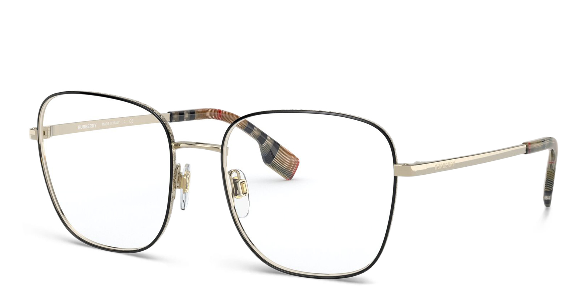 BURBERRY Wide Square Eyeglasses in Black – Product Photo 2