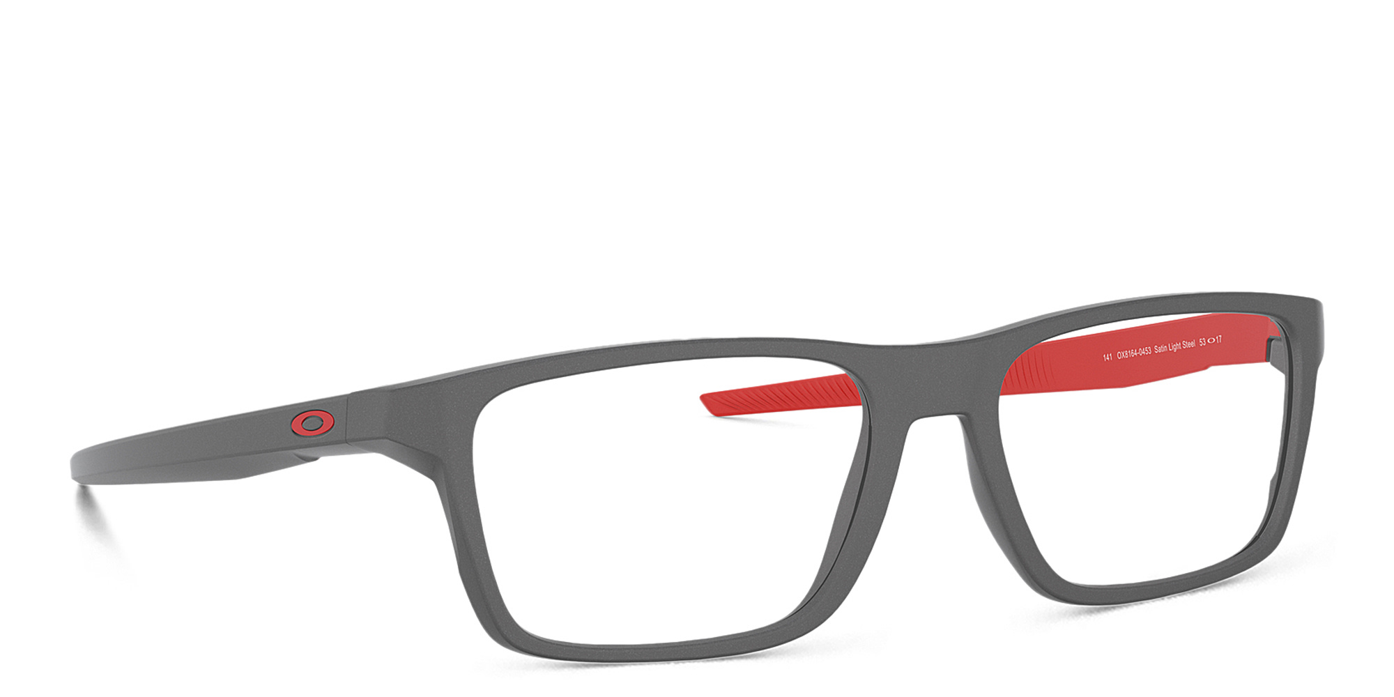Shop Oakley Wide Rectangle Eyeglasses in Satin Light Steel online.