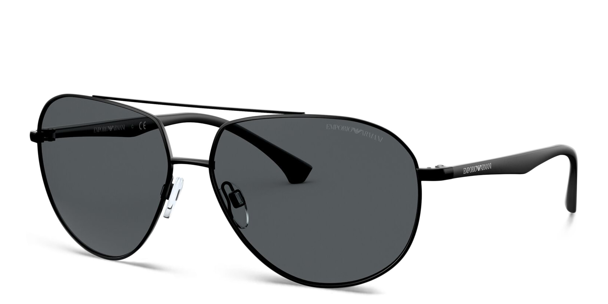 Emporio Armani Wide Aviator Sunglasses in Matte Black – Product Photo 2