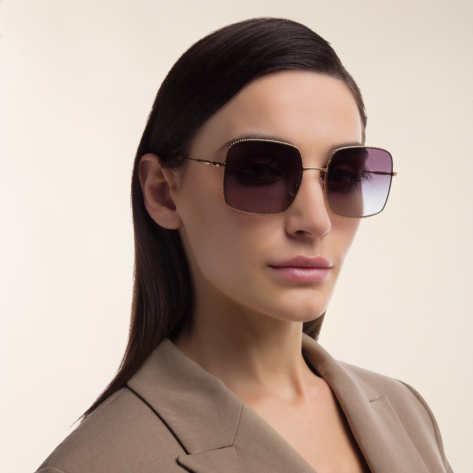 Shop MIU MIU Square Sunglasses in Gold online.