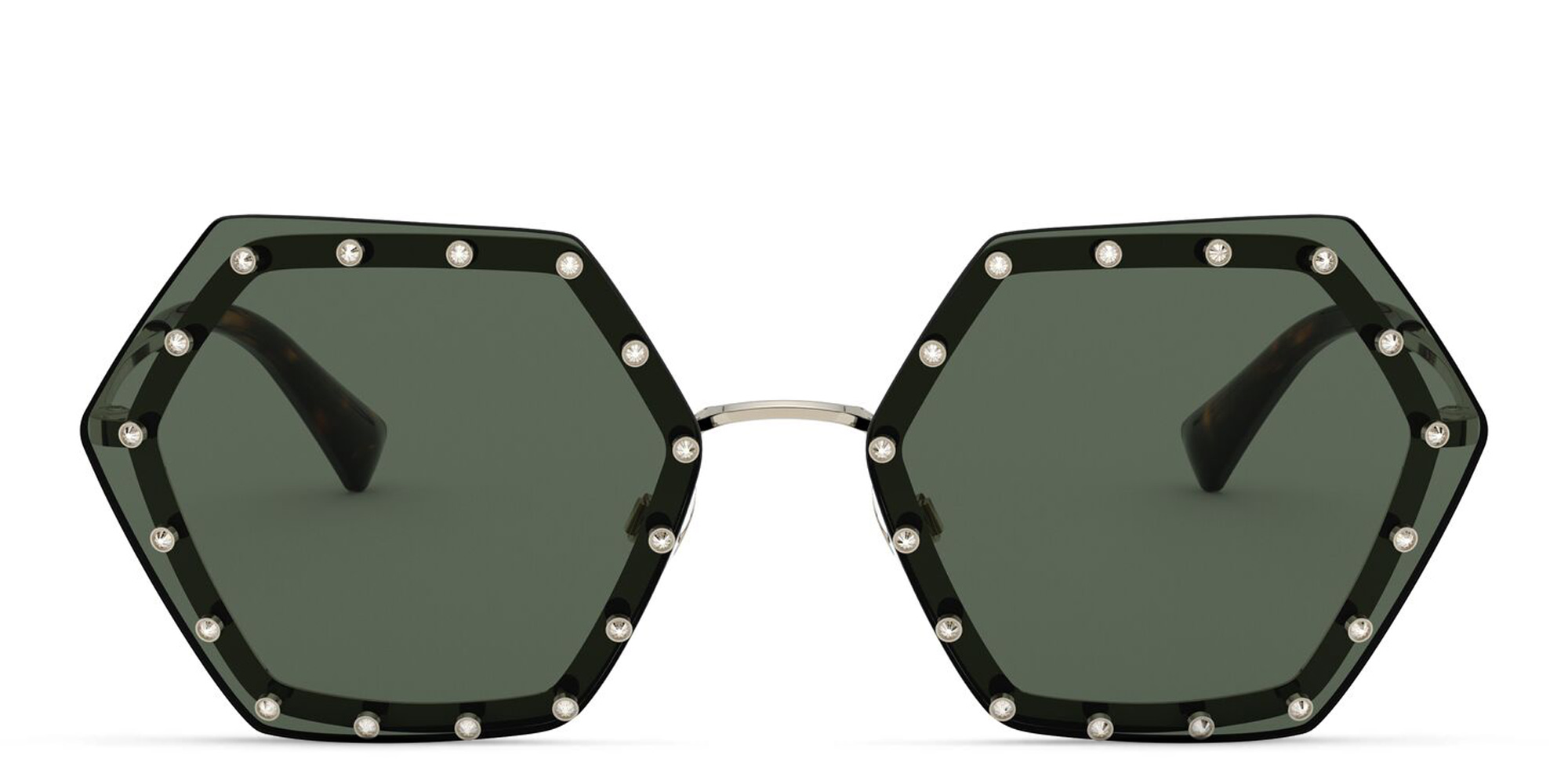 Shop VALENTINO Wide Sunglasses in Black online.