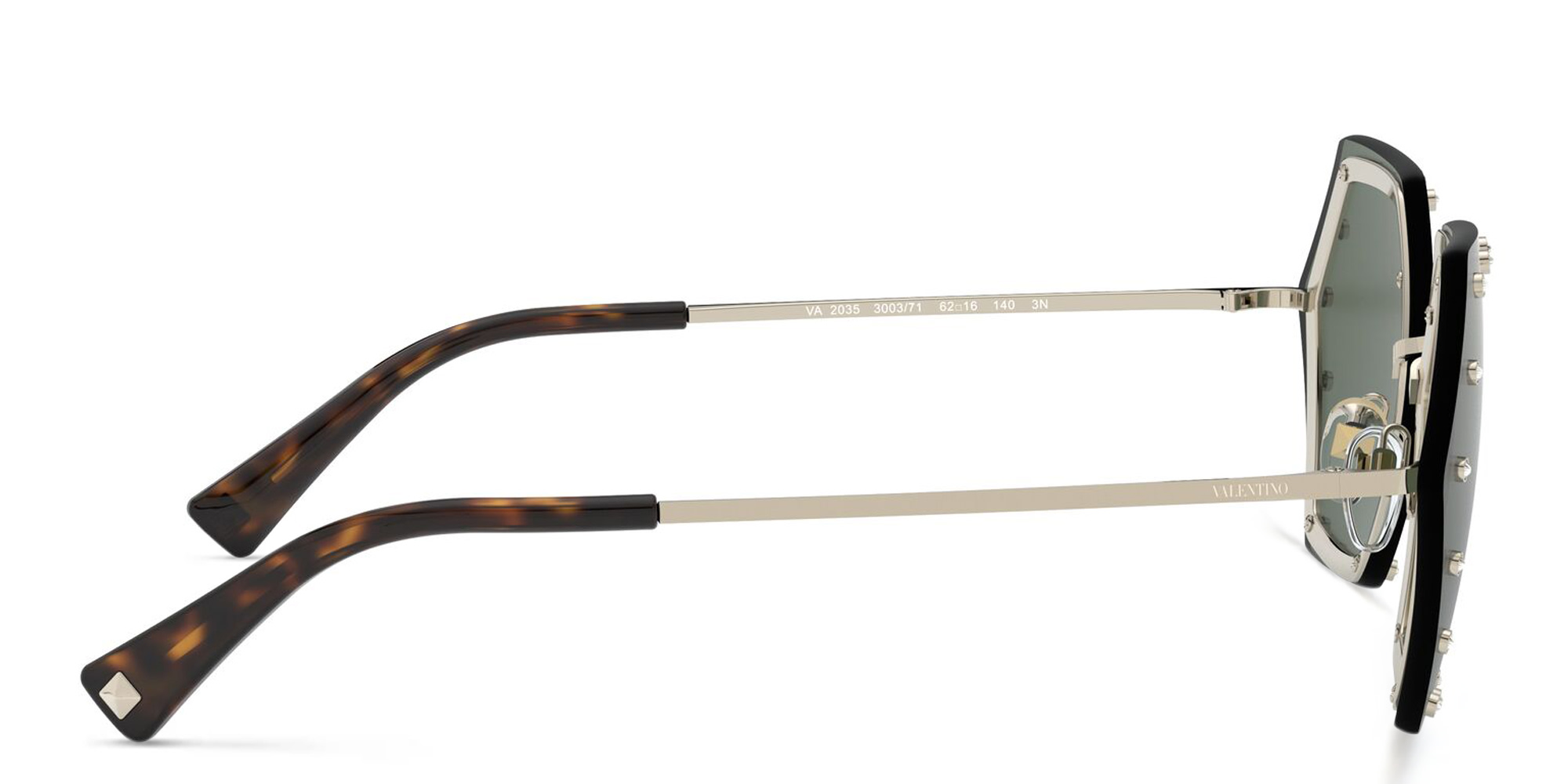 Shop VALENTINO Wide Sunglasses in Black online.