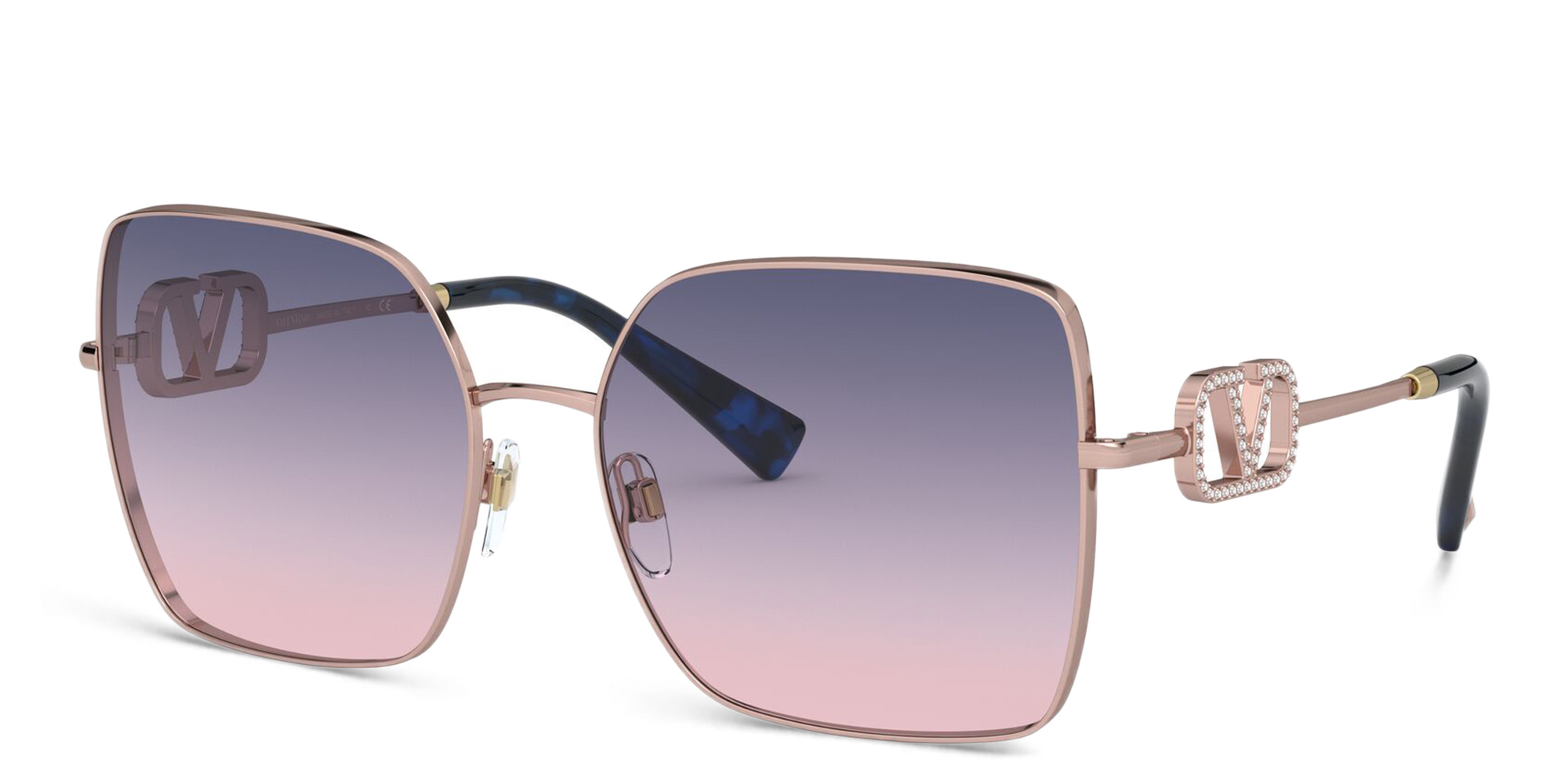 VALENTINO Wide Square Sunglasses in Rose Gold – Product Photo 2