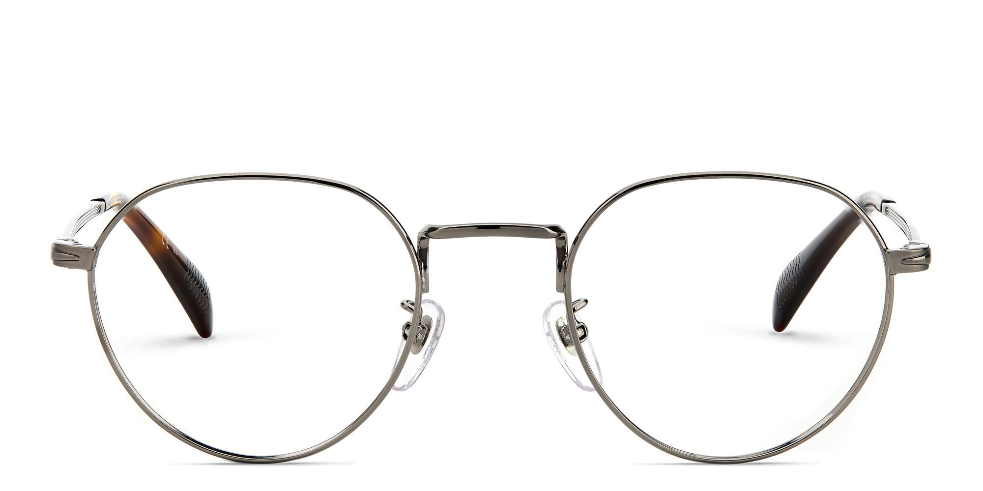 Shop DAVID BECKHAM Panthos Eyeglasses in Ruthenium Havana online.