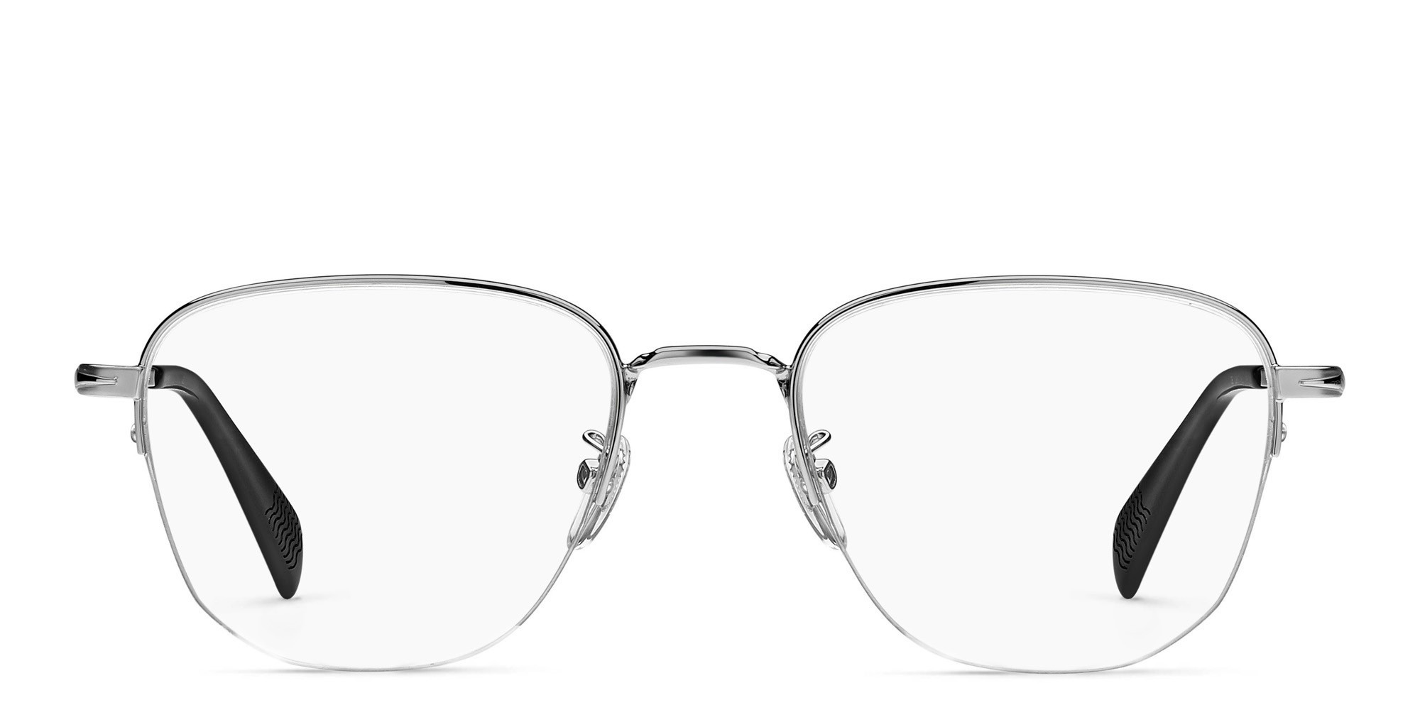 DAVID BECKHAM Half Rim Square Eyeglasses in Palladium Havana – Product Photo 1