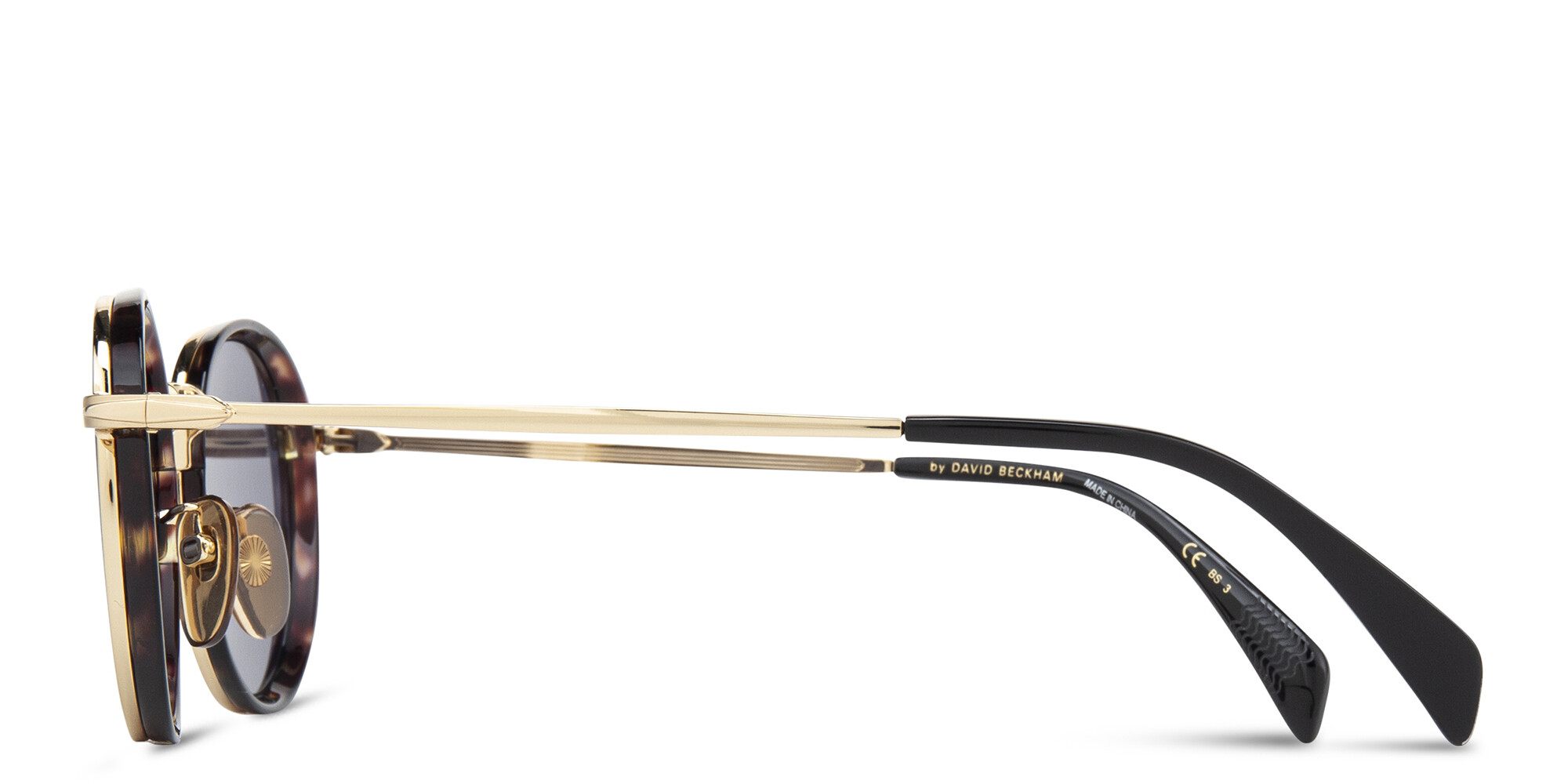 Shop DAVID BECKHAM Round Sunglasses in Havana Gold online.