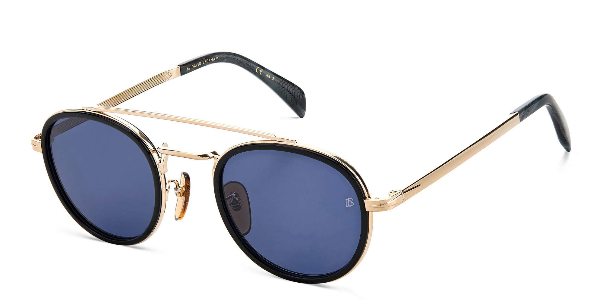 DAVID BECKHAM Round Sunglasses in Black Gold – Product Photo 2